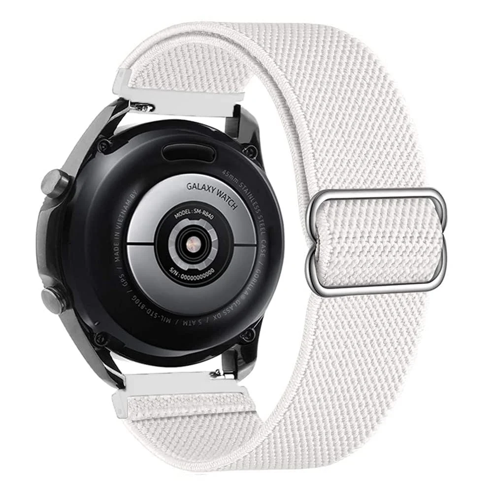 DL3 Mobilak Strap Nylon Loop 20MM Band For Samsung Galaxy Watch 7/6/5/4 40mm 44mm/Watch 5 Pro 45mm/S2 classic/active 2 40mm 44mm/Amazfi GTS 2/2e/3/3 Pro/4/GTS 2 Mini/3 Mini/4 Mini/Bip 3 - A.White
