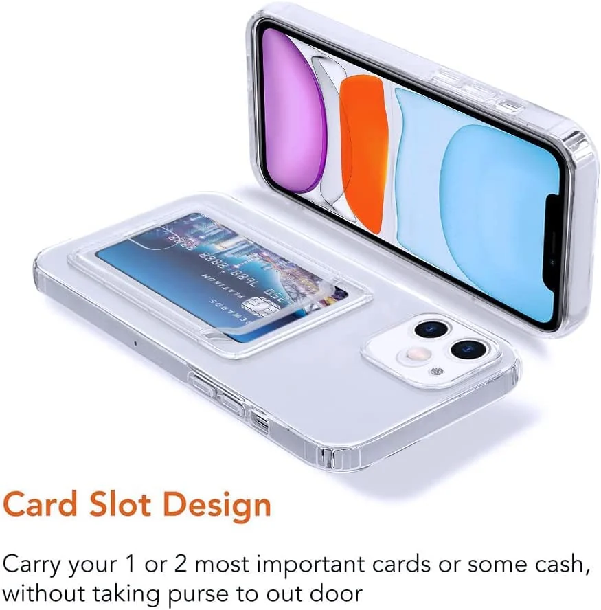 DL3 Mobilak Compatible with Apple iPhone 12 (6.1 inch) Wallet Case with Card Holder, Precision Cut-Outs and TPU Bumper for Shock Absorption, Anti-Scratch Smudge-Proof (Matte ) - Clear