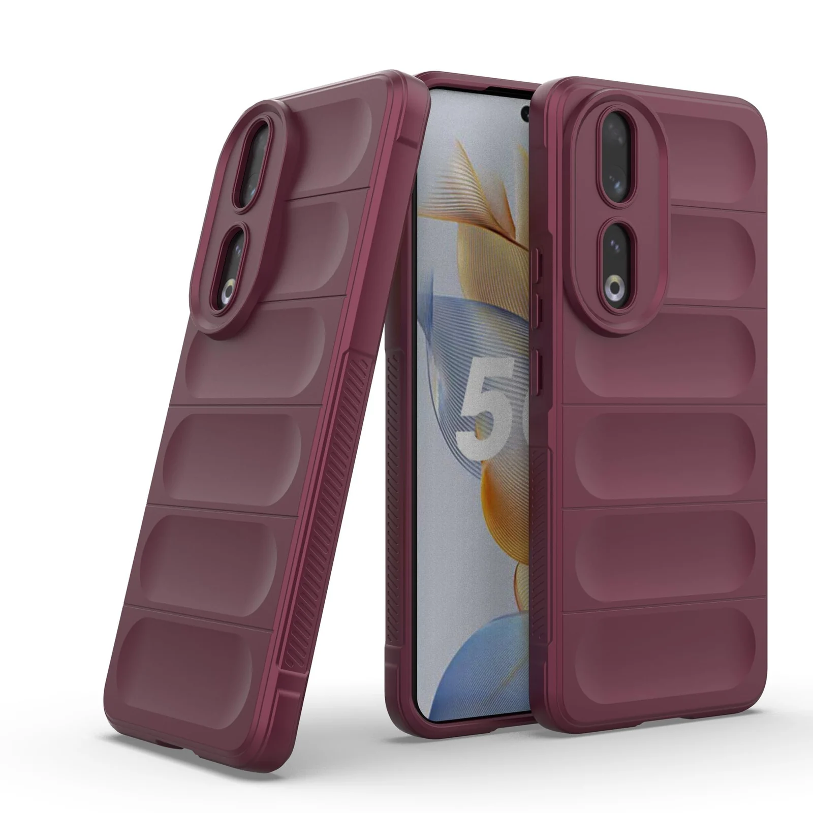 DL3 Mobilak Soft Silicone Protective Case for Honor 90 with Camera Protection and Shockproof Design - Wine Red
