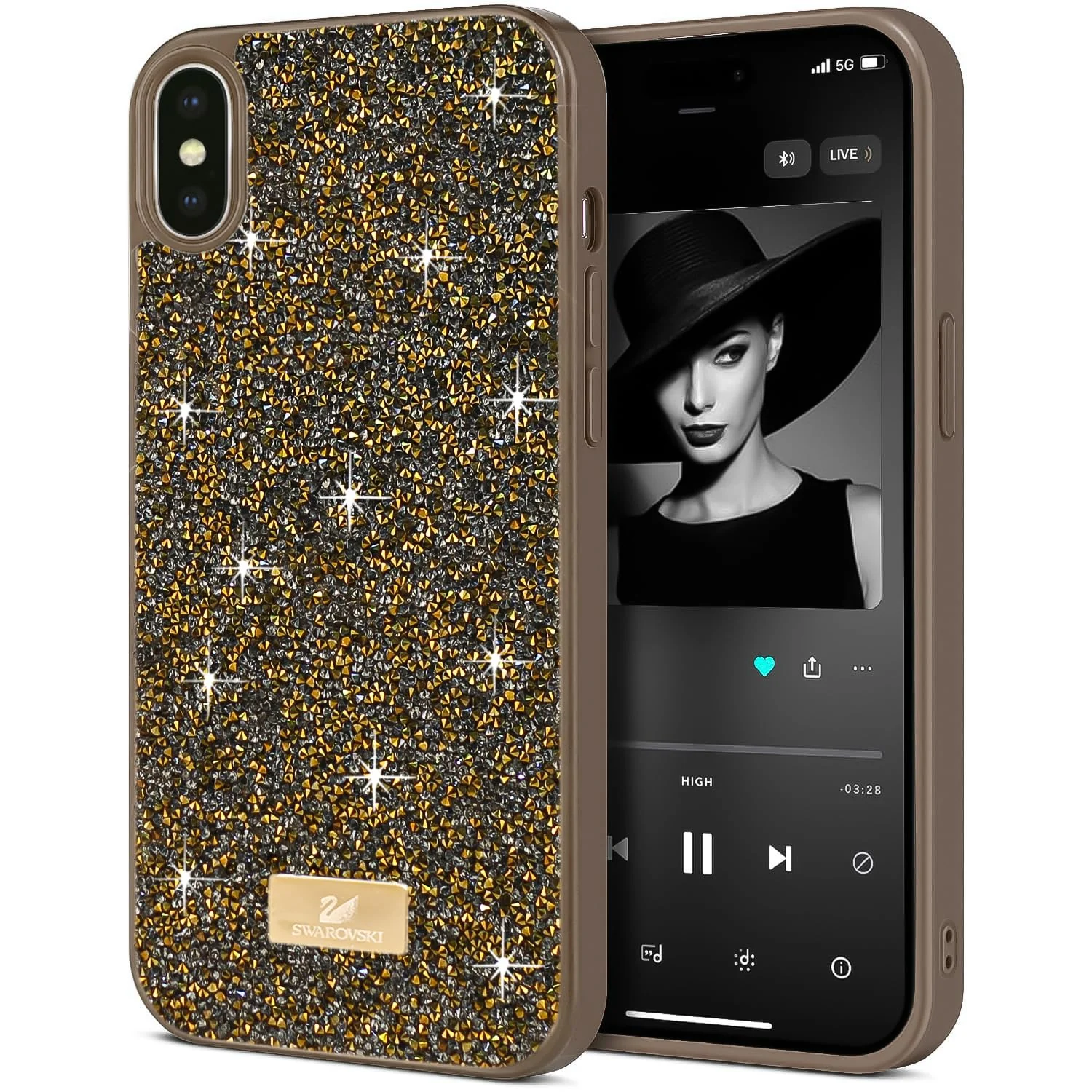 Case For iPhone X/iphone XS Case Glitter, Sparkle Diamond Crystal Bling Case with Bling, Ultra Thin Lightweight Full Body Shockproof Anti-Scratch Protective Cover (Black)
