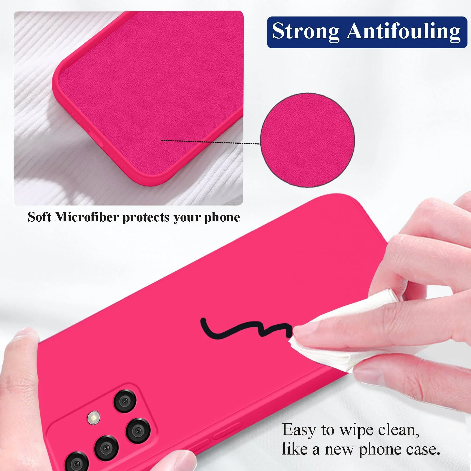 DL3 Mobilak Silicone Protective Case for Samsung Galaxy A71, Shock-absorbing protection, Scratch-resistant surface, Soft microfiber lining - Hot Pink