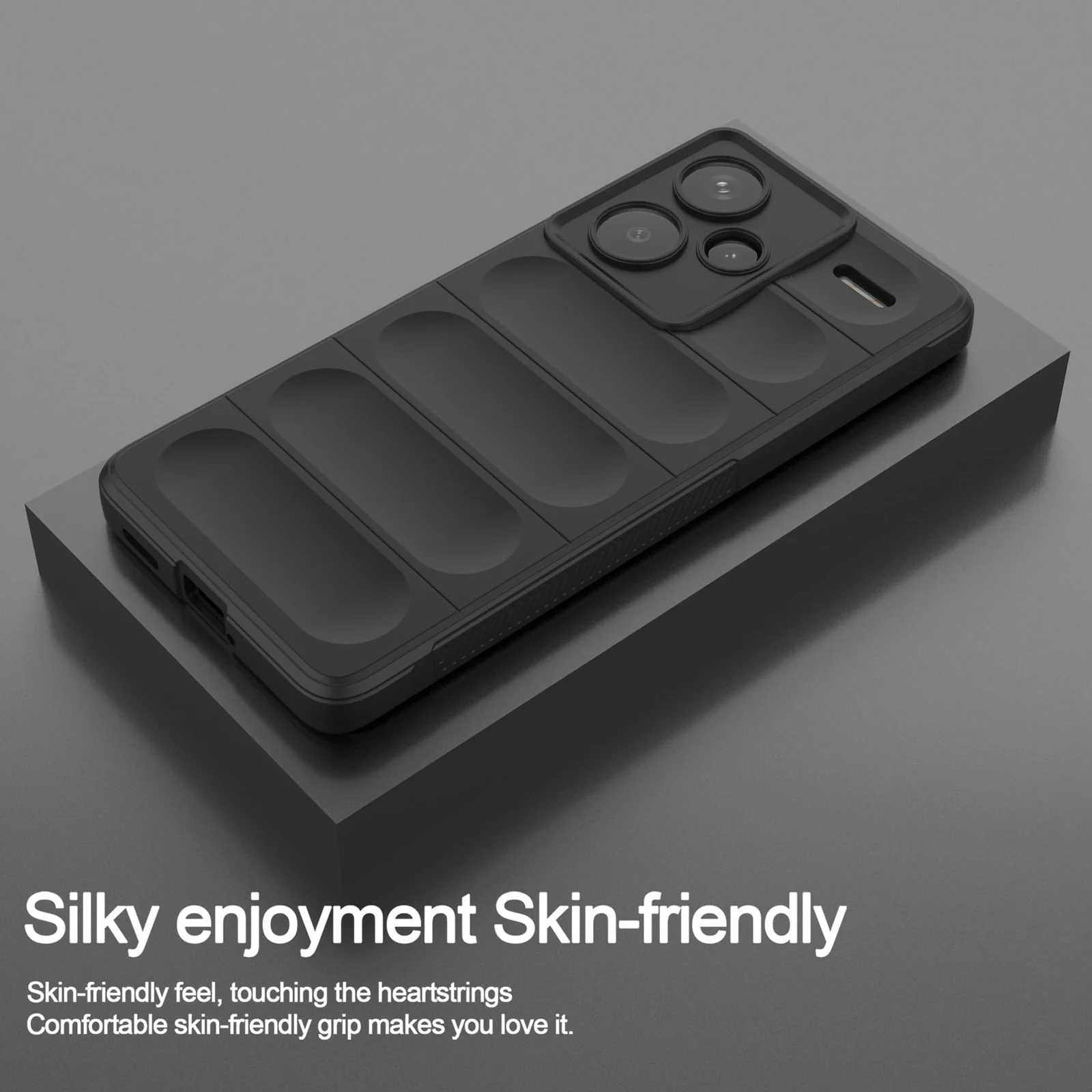DL3 Mobilak Soft Silicone Protective Case for Xiaomi Redmi Note 13 Pro+ Plus 5G with Camera Protection and Shockproof Design - Black