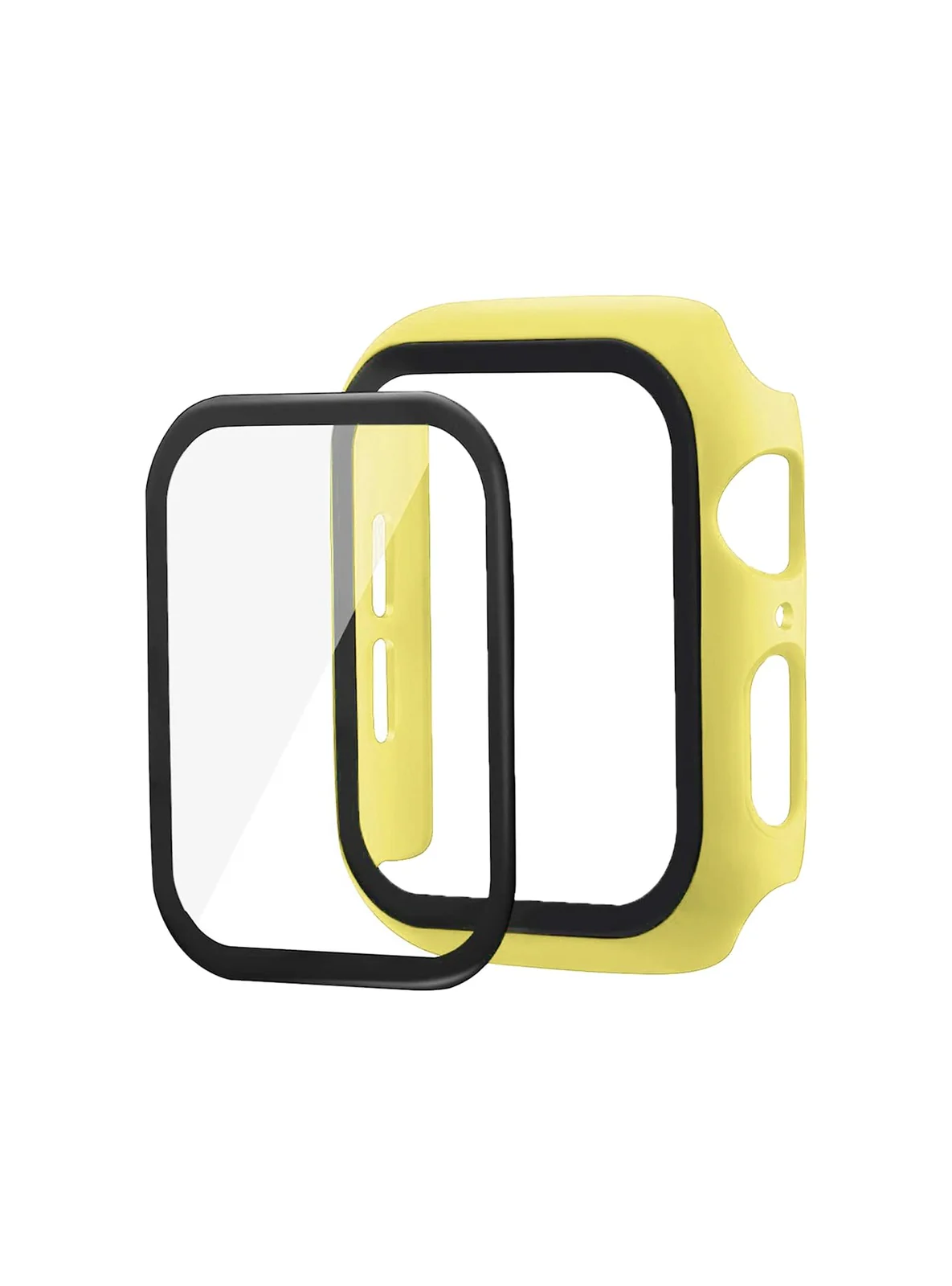 DL3 Mobilak Band with Case Compatible with Apple Watch 45mm, Adjustable Silicone Sport Wristband Replacement, Strap With Cover Built-in Glass Screen Protector for iWatch Series 9 8 7 - Yellow