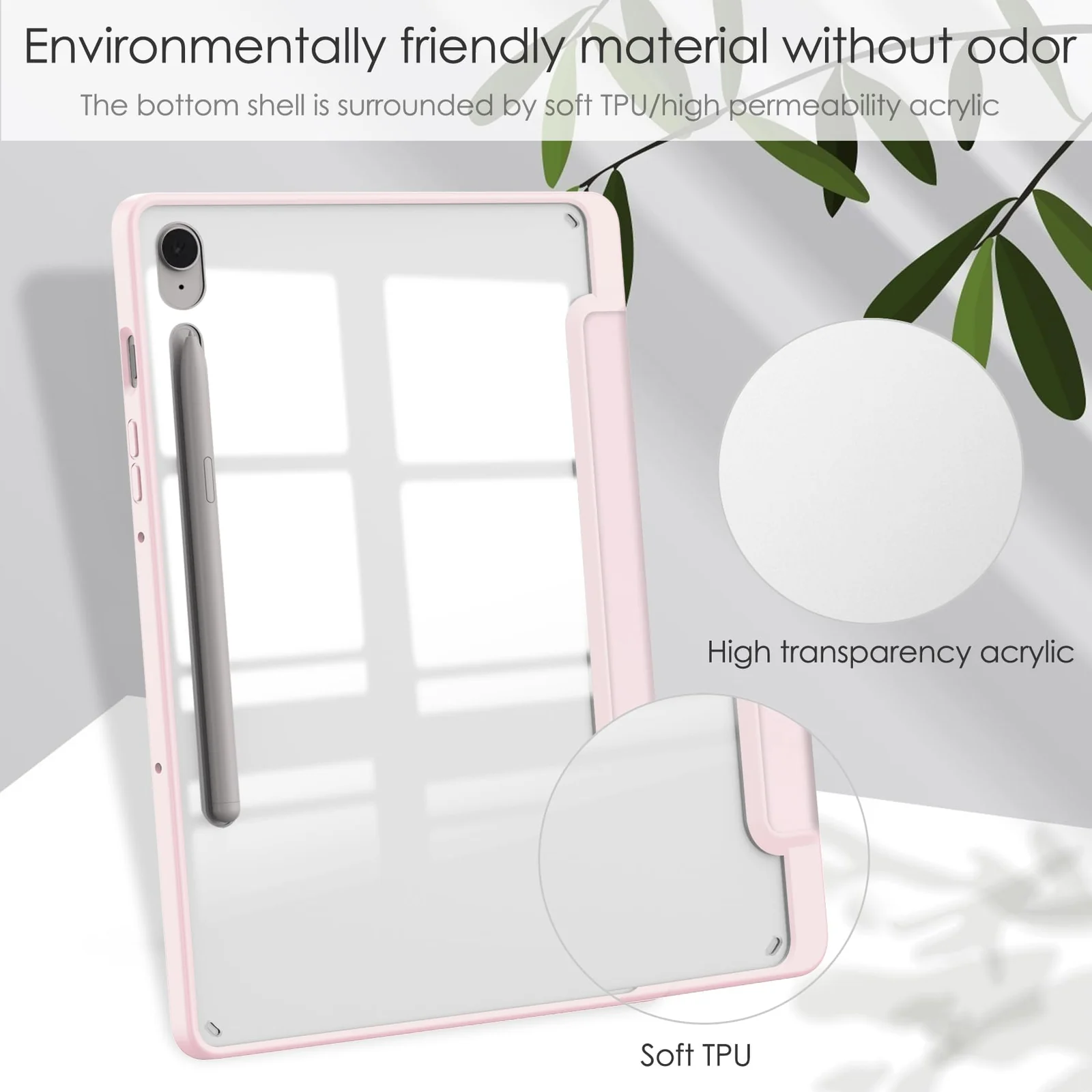 DL3 Mobilak Hybrid Slim Case for Samsung Galaxy Tab S9 FE 5G 10.9 Inch/Galaxy Tab S9 11 Inch 2023 with S Pen Holder, Shockproof Cover with Clear Transparent Back Shell, Auto Wake/Sleep - Pink Sand