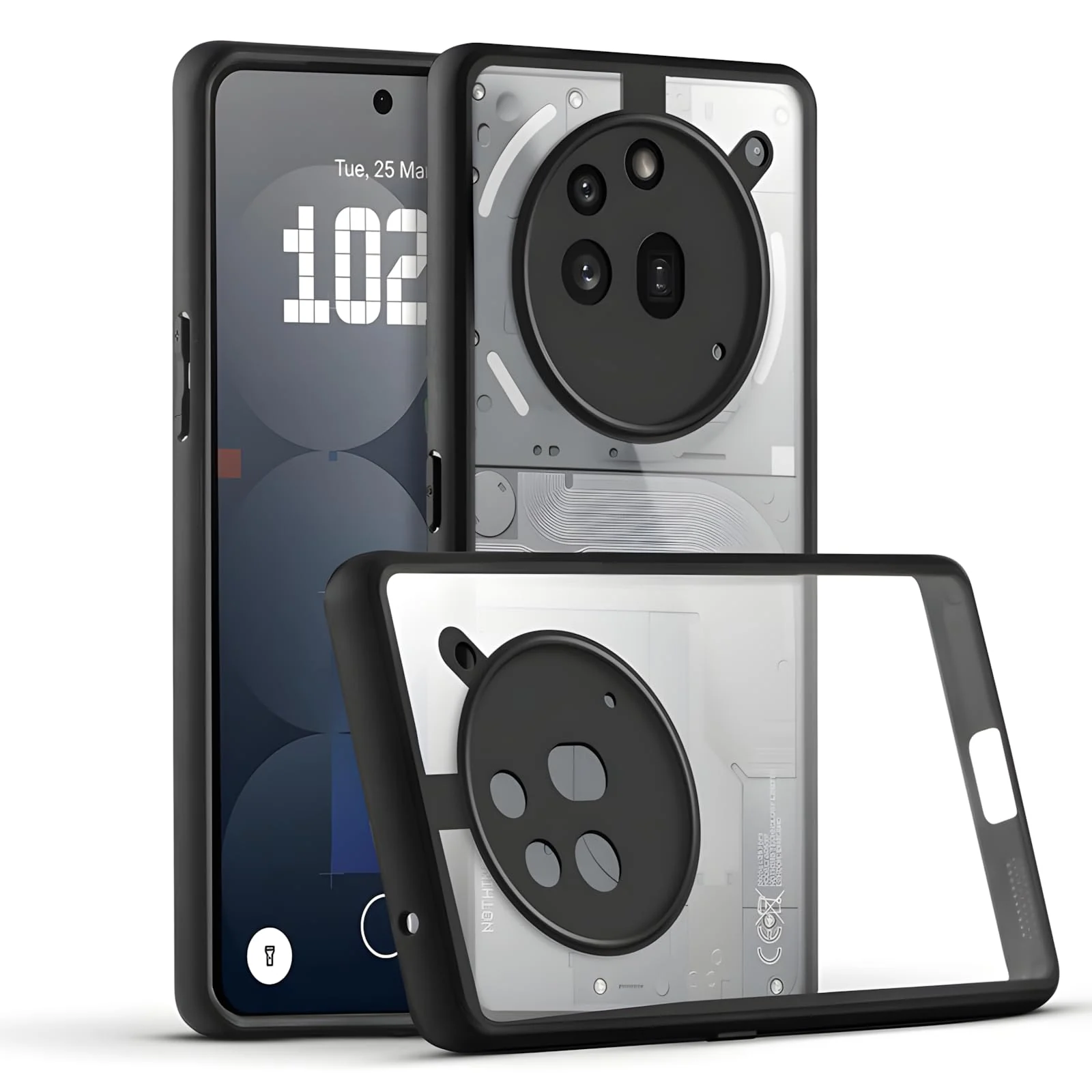 DL3 Mobilak Clear PC and TPU Protective Case for Nothing Phone 3A Pro with Camera Protection and Military-Grade Protection - Black
