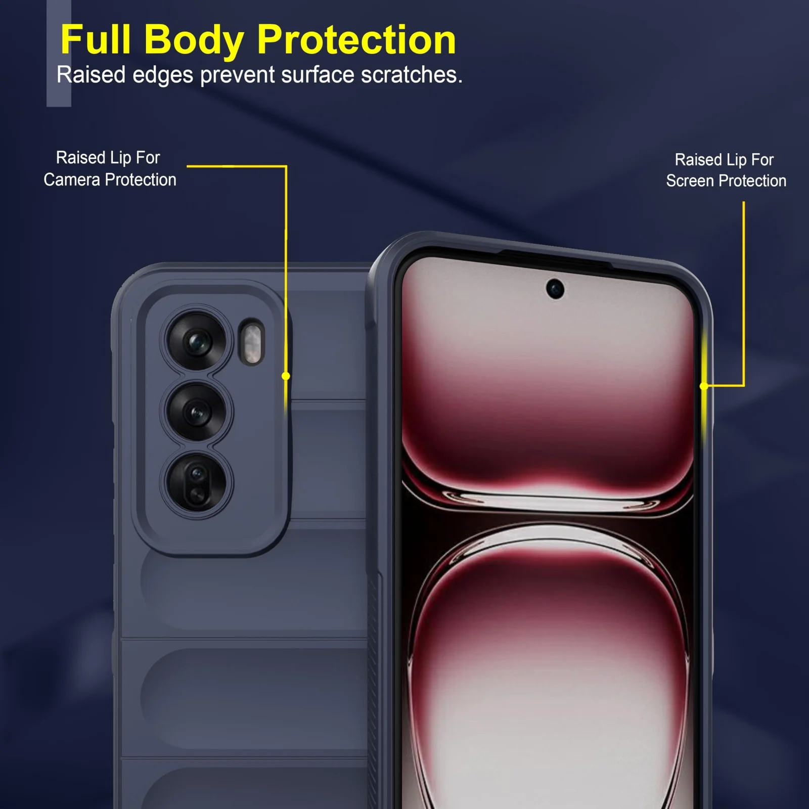 DL3 Mobilak Soft Silicone Protective Case for OPPO Reno 12 5G with Camera Protection and Shockproof Design - Blue