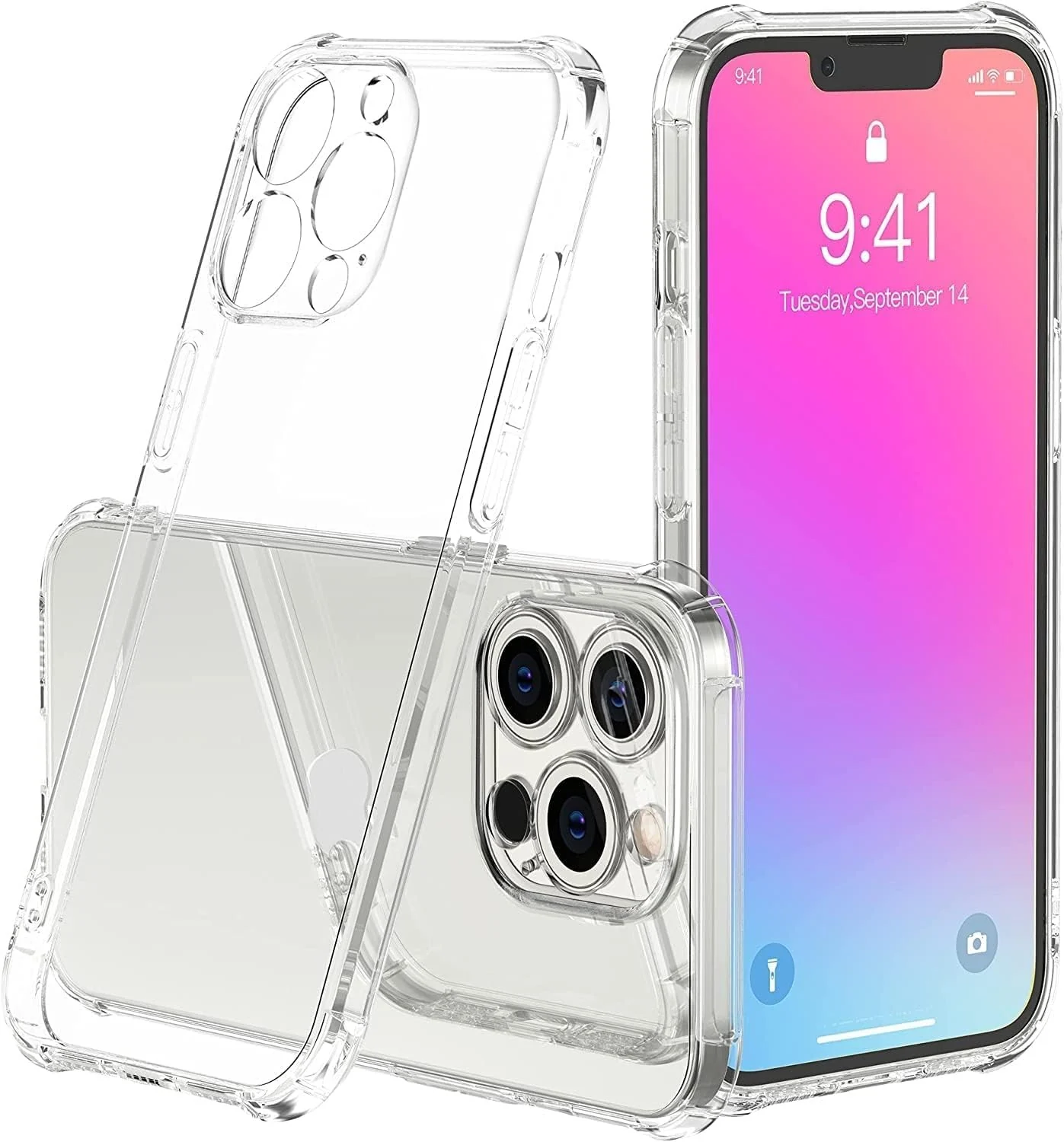 DL3 Mobilak Case Compatible with iPhone 13 Pro Max Camera, Cover Silicone Transparent TPU Gorilla Anti-shock Shockproof Corners - Clear
