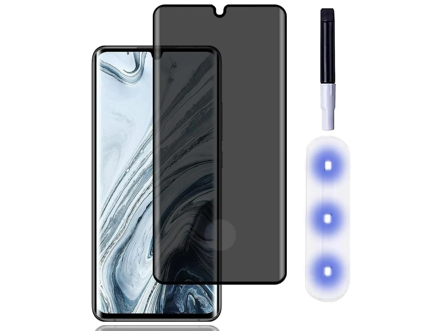 DL3 Mobilak Screen Protector for Xiaomi Mi Note 10 Lite Glass Fingerprint Reader Support 3D Curved Anti-Spy Tempered Glass Screen Protector - Privacy