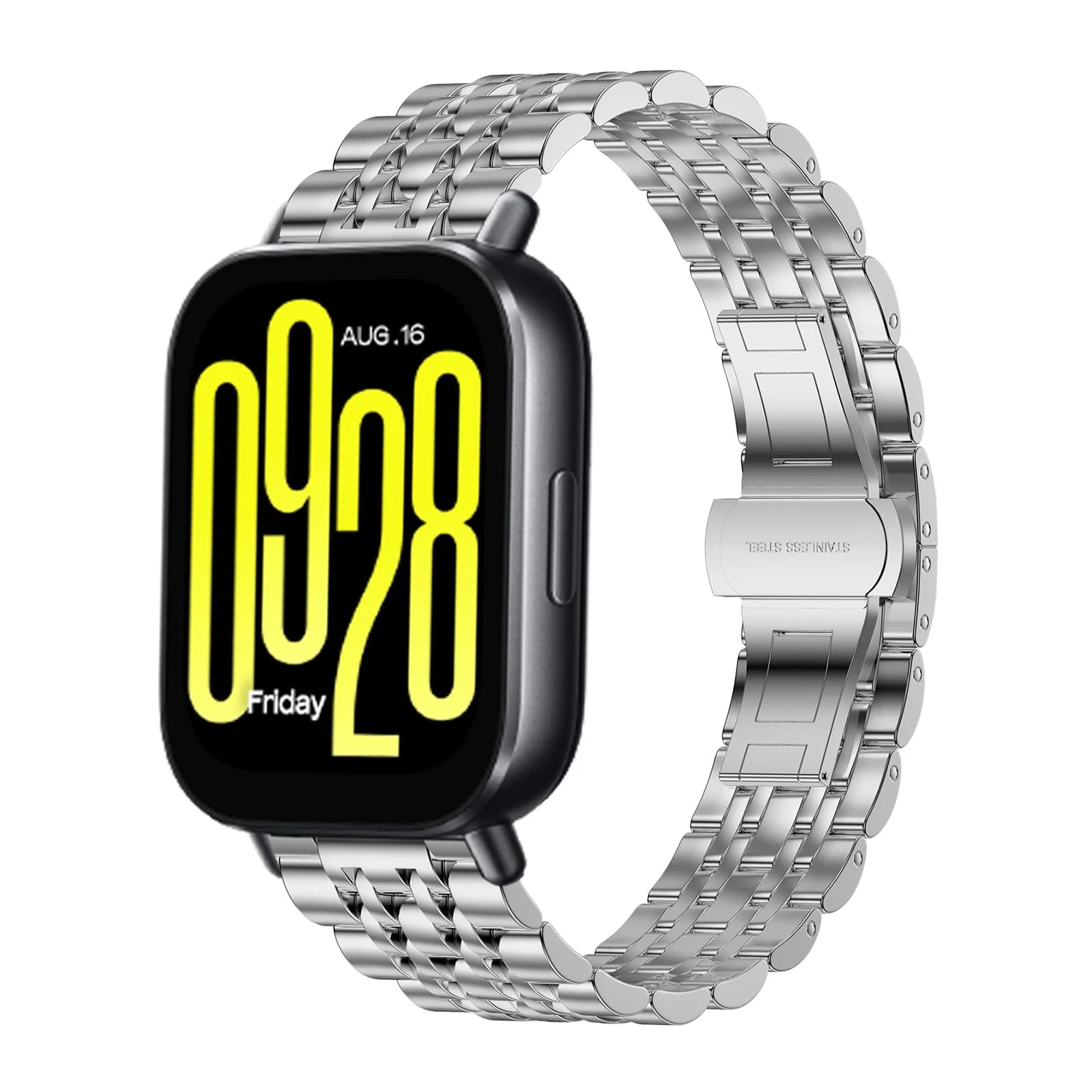 Dl3 Mobilak Metal Bracelet Compatible with Xiaomi Redmi Watch 5 Active/Redmi Watch 5 Lite, 22MM Stainless Steel Replacement Band with Folding Clasp, Adjustable Replacement Bracelet Wristband (A-Black)