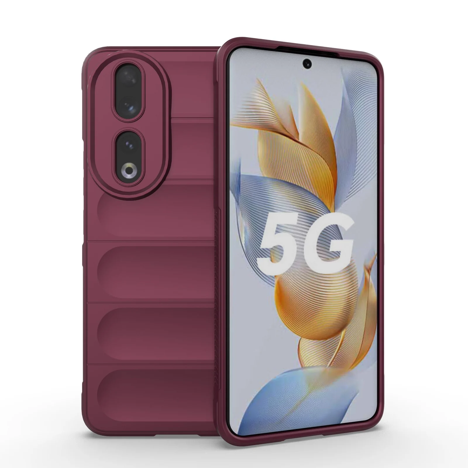 DL3 Mobilak Soft Silicone Protective Case for Honor 90 with Camera Protection and Shockproof Design - Wine Red