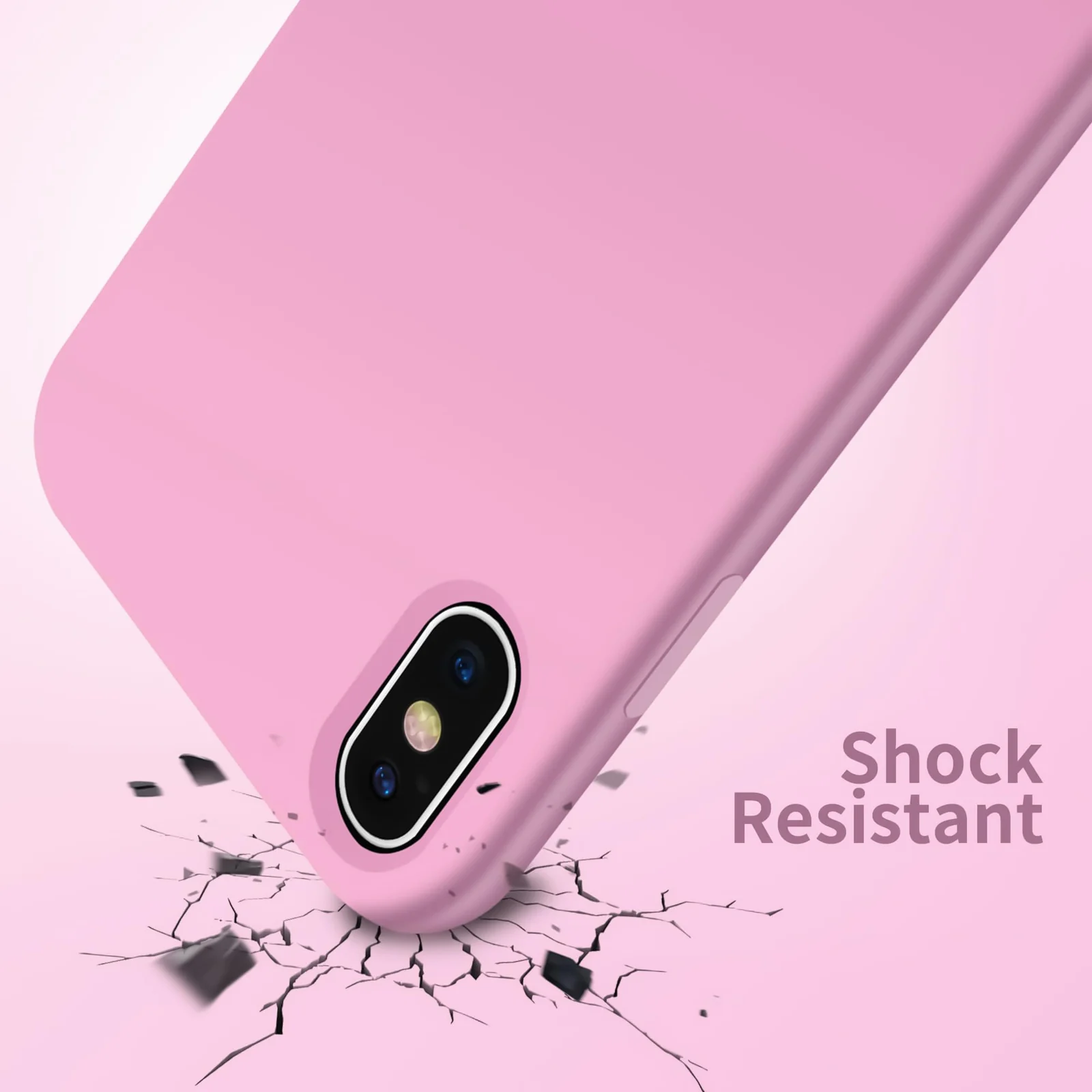DL3 Mobilak Liquid Silicone Protective Case for iPhone X / iPhone XS with Camera Protection and Microfiber Lining - Pink 2