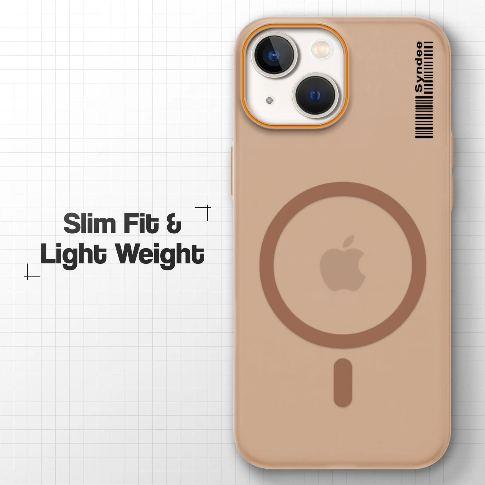 DL3 Mobilak Clear MagSafe-Compatible Magnetic Case for iPhone 13 / iPhone 14 with Camera Protection and Ring Holder - Brown