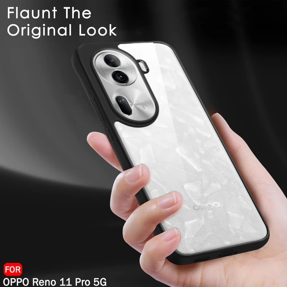 DL3 Mobilak Clear PC and TPU Protective Case for OPPO Reno 11 Pro 5G with Camera Protection and Military-Grade Protection - Black