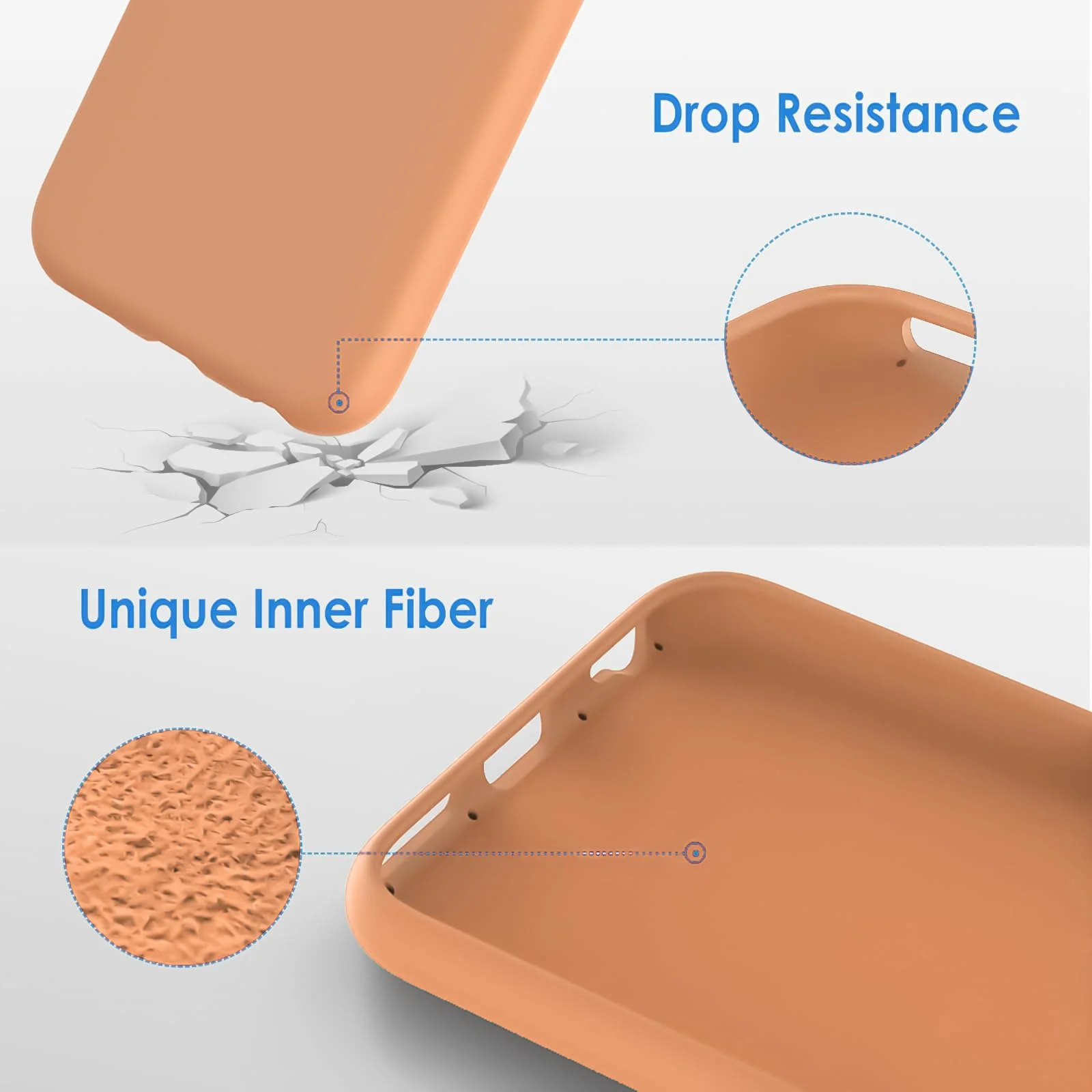 DL3 Mobilak Liquid Silicone Case for iPhone 6 / 6S, Shock-absorbing protection, Scratch-resistant surface, Soft microfiber lining - Orange