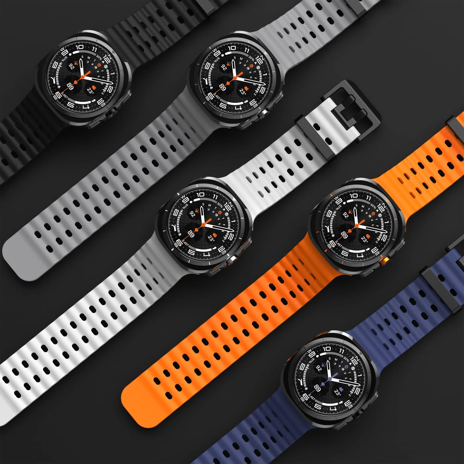 DL3 Mobilak Sport Band Compatible with Samsung Galaxy Watch Ultra Band 47mm Women Men, Breathable Soft Silicone Waterproof Watch Strap Accessories for Samsung Watch 7 Ultra Bands - Blue