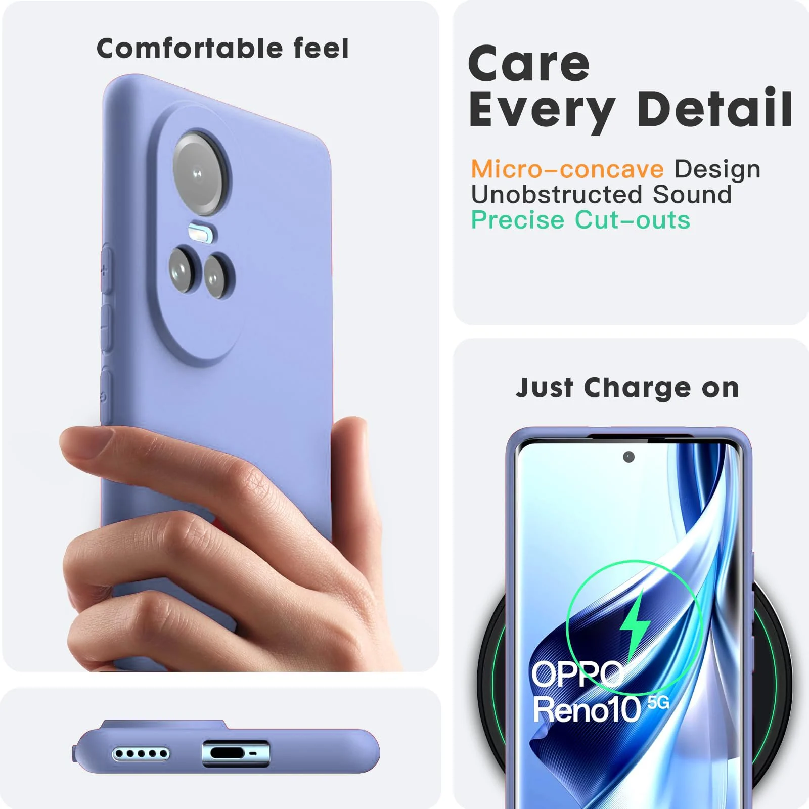 DL3 Mobilak Liquid Silicone Protective Case with Soft Microfiber Lining with Full Camera Protection for OPPO Reno 10 5G / OPPO Reno 10 Pro 5G - Baby Blue