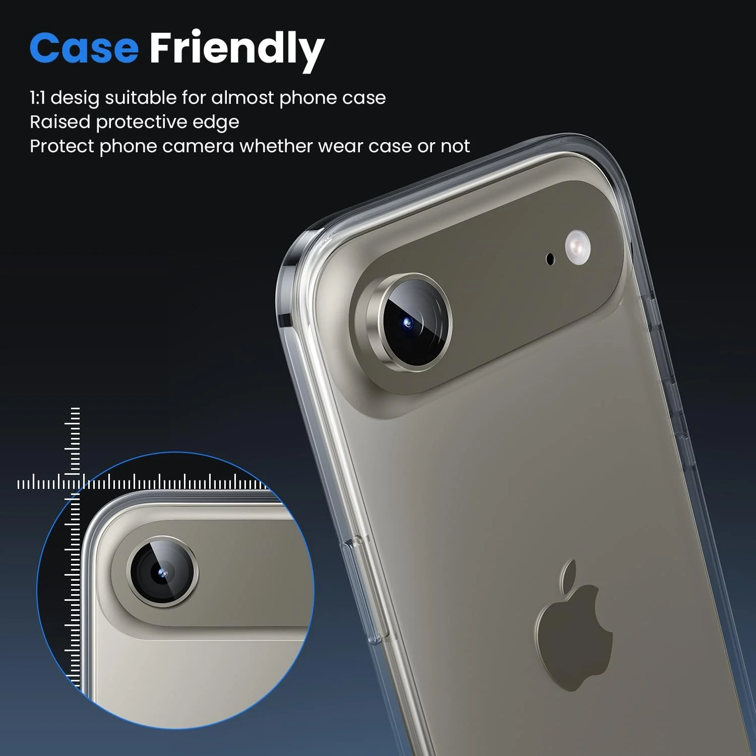 DL3 Mobilak Camera Lens Protector for iPhone Air / 17 Air 6.5-Inch Accessories, 9H Tempered Glass Metal Individual Ring Camera Cover Screen Protector, Case Friendly, Anti Scratch - Gold Titanium