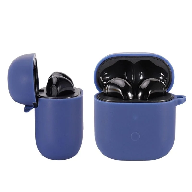 DL3 Mobilak Silicone Cover Case Compatible with realme Buds Air Portable Protective Case Cover With Keychain For realme Buds Air - Blue