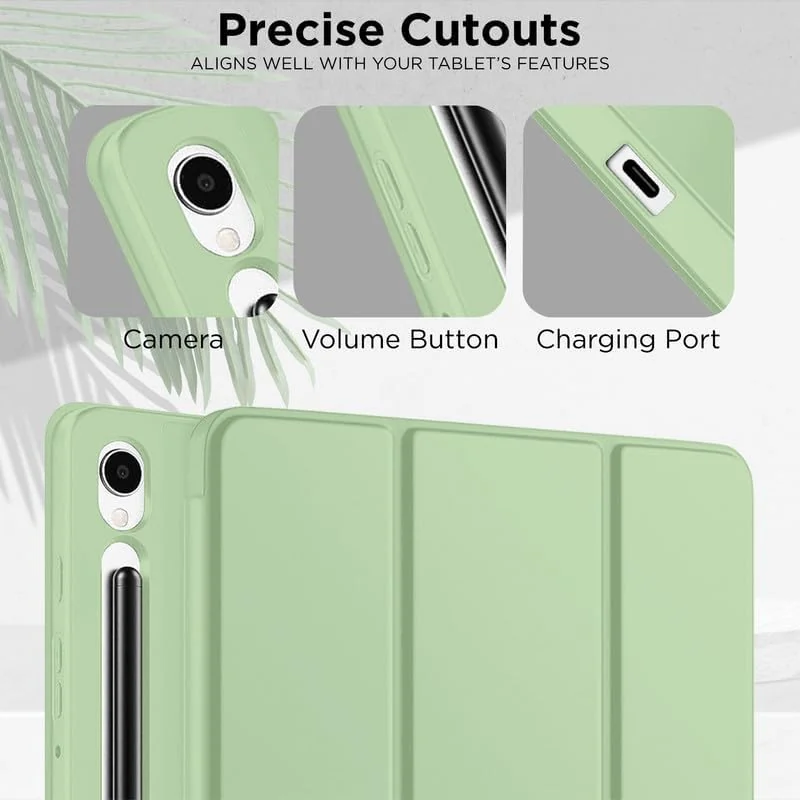 DL3 Mobilak Case for Samsung Galaxy Tab S9 11 Inch with S Pen Holder, Soft TPU Tri-Fold Stand Protective Tablet Cover, Support S Pen Charging, Auto Wake/Sleep - Mint Green