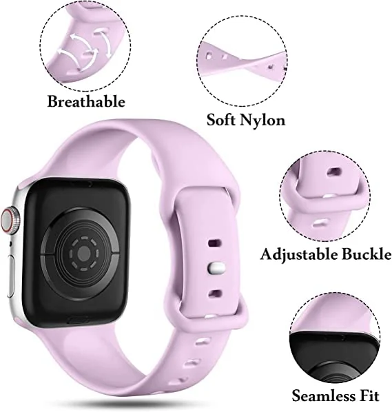 DL3 Mobilak Bands Compatible with Apple Watch Ultra 49mm 45mm 44mm 42mm 41mm 40mm 38mm, Replacement Soft Silicone Strap for iWatch Ultra Series 9/8/7/6/5/4/3/2/1 (42MM/44MM/45MM/49MM) - lavender Purple