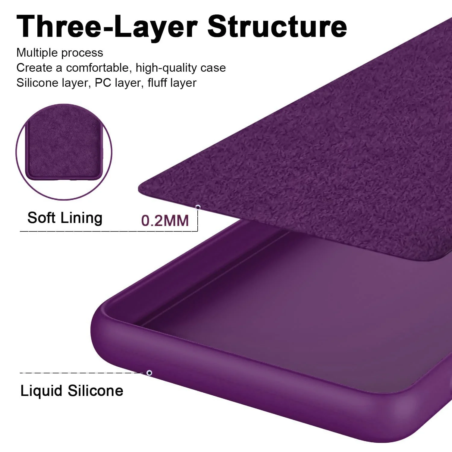 DL3 Mobilak Liquid Silicone Case for OPPO Reno 8 5G, Shock-absorbing protection, Scratch-resistant surface, Soft microfiber lining - Violet