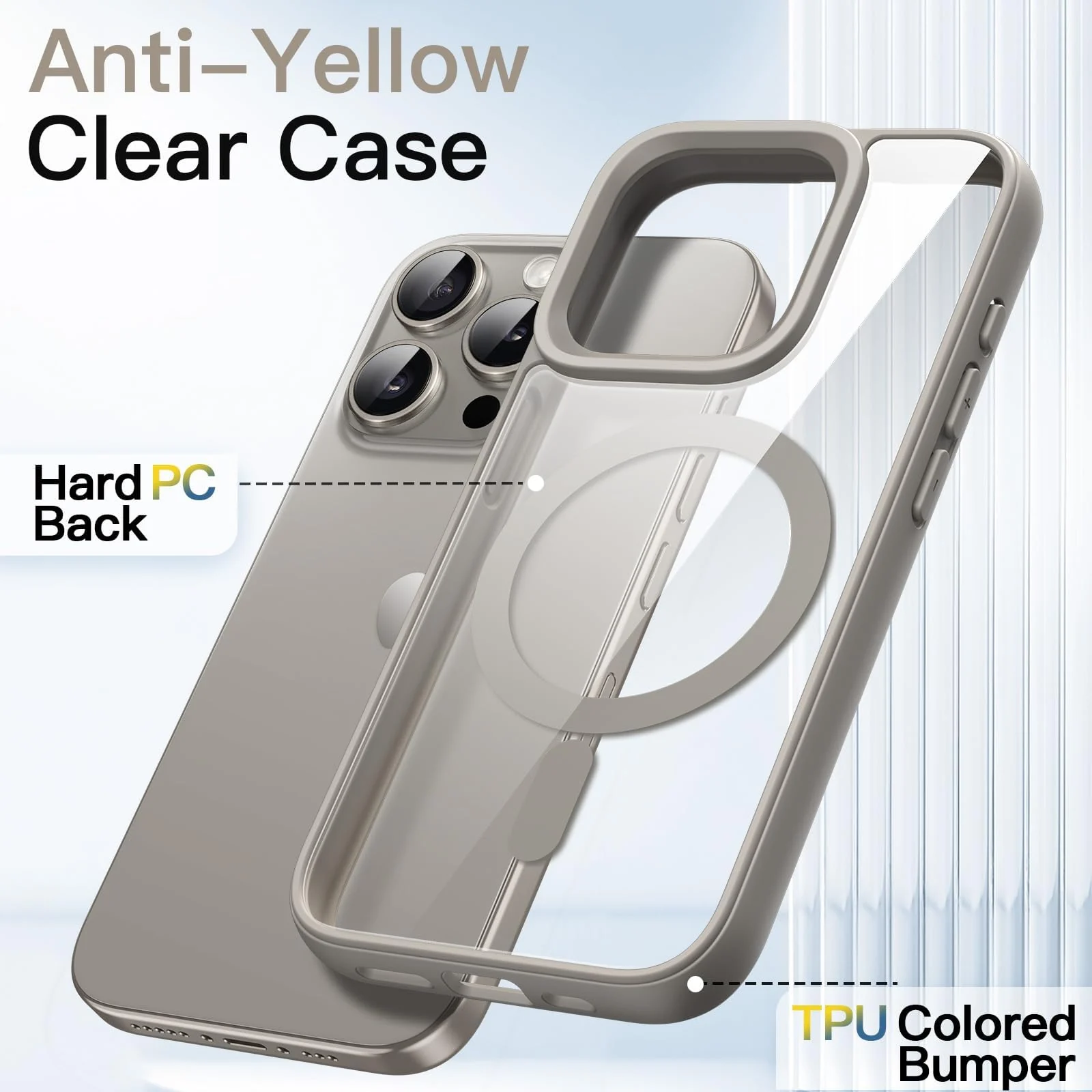 DL3 Mobilak Case Magnetic Crystal Clear for iPhone 13 Pro (6.1 Inch) Case, [Compatible with MagSafe] Slim Phone Case Thin Cover - Titanium