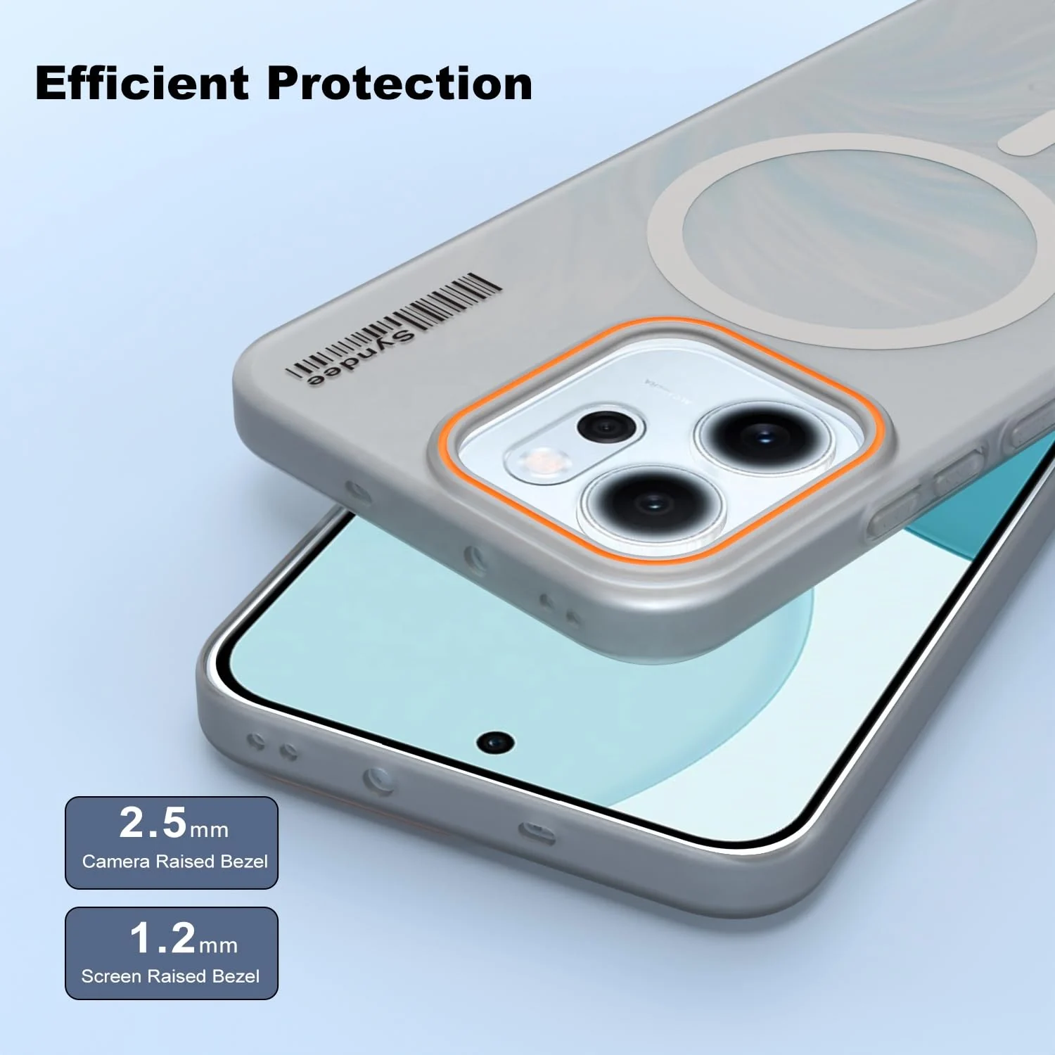 DL3 Mobilak Translucent Matte Case for OPPO Reno 14F / OPPO Reno14 FS, Compatible with MagSafe accessories, Shock-absorbing protection, Integrated ring holder - Clear