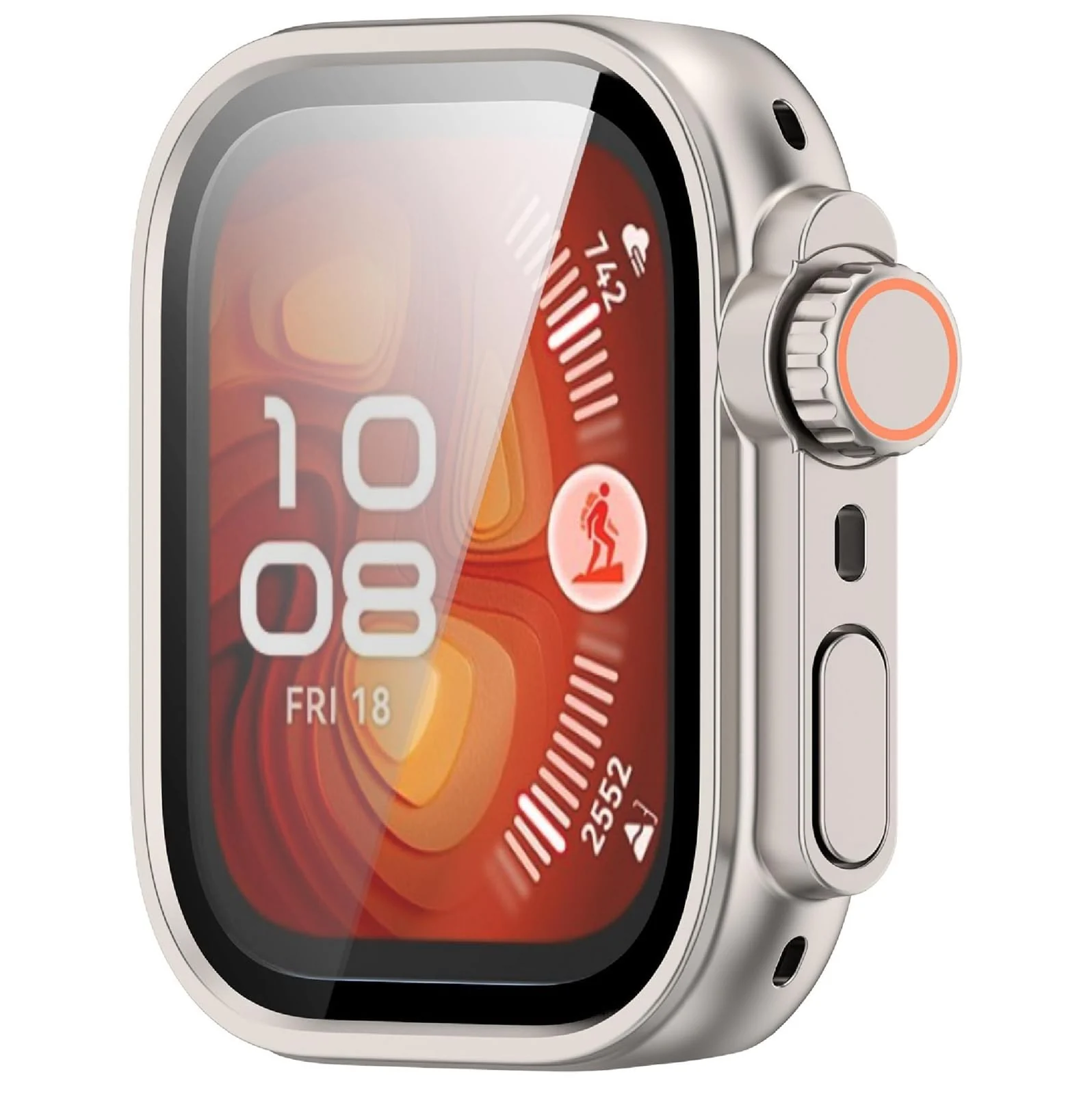 DL3 Mobilak for Huawei Watch Fit 4 Pro 2025 Case Screen Protector, [Looks Like iWatch Ultra Case] Built-in Tempered Glass Screen Unique Design Case Cover for Huawei Watch Fit4 Pro - Starlight