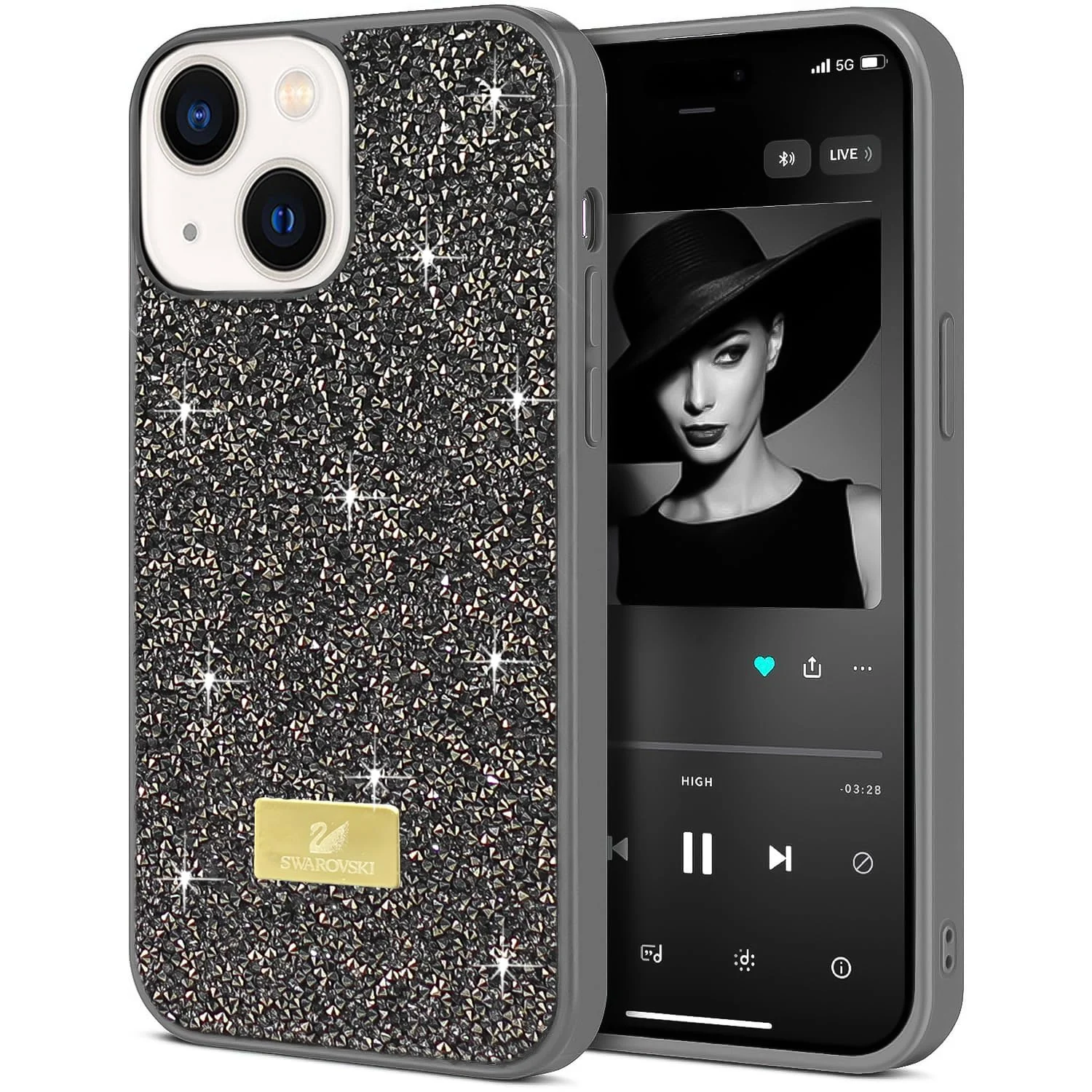 Dl3 Mobilak Case For iPhone 13/iPhone 14 Case Glitter, Sparkle Diamond Crystal Bling Case with Bling, Ultra Thin Lightweight Full Body Shockproof Anti-Scratch Protective Cover (Desert)