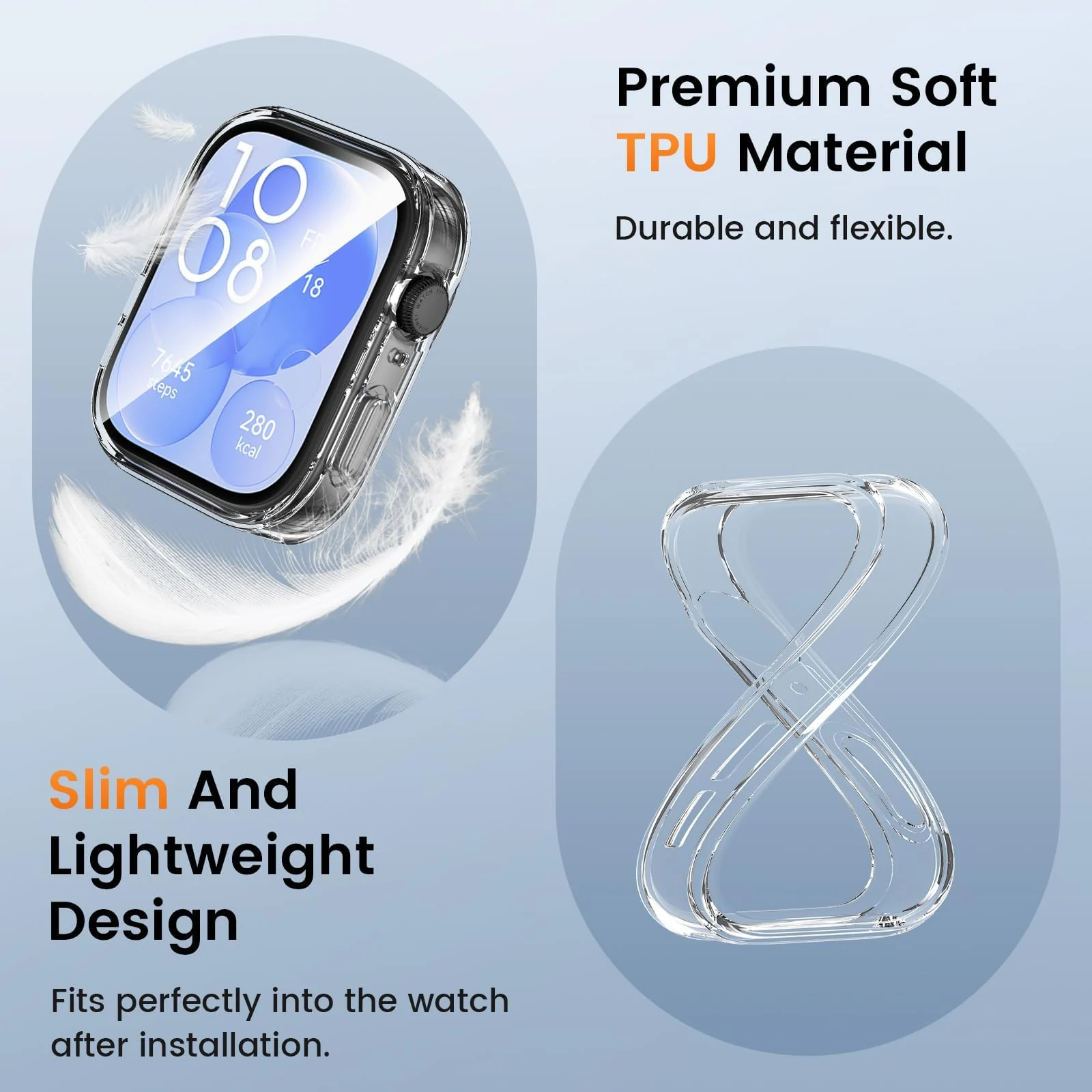 DL3 Mobilak Case Compatible with Huawei Watch Fit 3 Case All-Around with Built-in Screen Protector Watch Soft TPU Shockproof Cover Slim Guard Thin Bumper Shell Protector - Clear