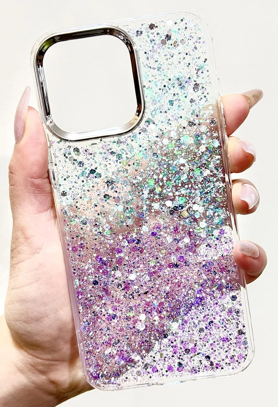 DL3 Mobilak Glitter Protective Case for OPPO Reno 8 Pro 5G / Reno8 Pro + Plus 5G, Supports wireless charging, Camera protection, Shock-absorbing protection - Green Purple