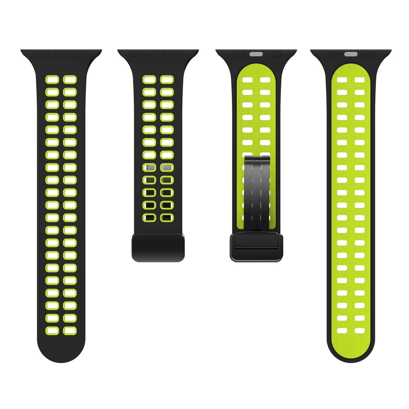 DL3 Mobilak Compatible with Apple Watch Ultra Band 49mm 45mm 44mm 42mm 41mm 40mm 38mm, Silicone Strap with Magnetic for iWatch Ultra SE Series 9 8 7 6 5 4 3 2 1 (38mm/40mm/41mm) - Black Green