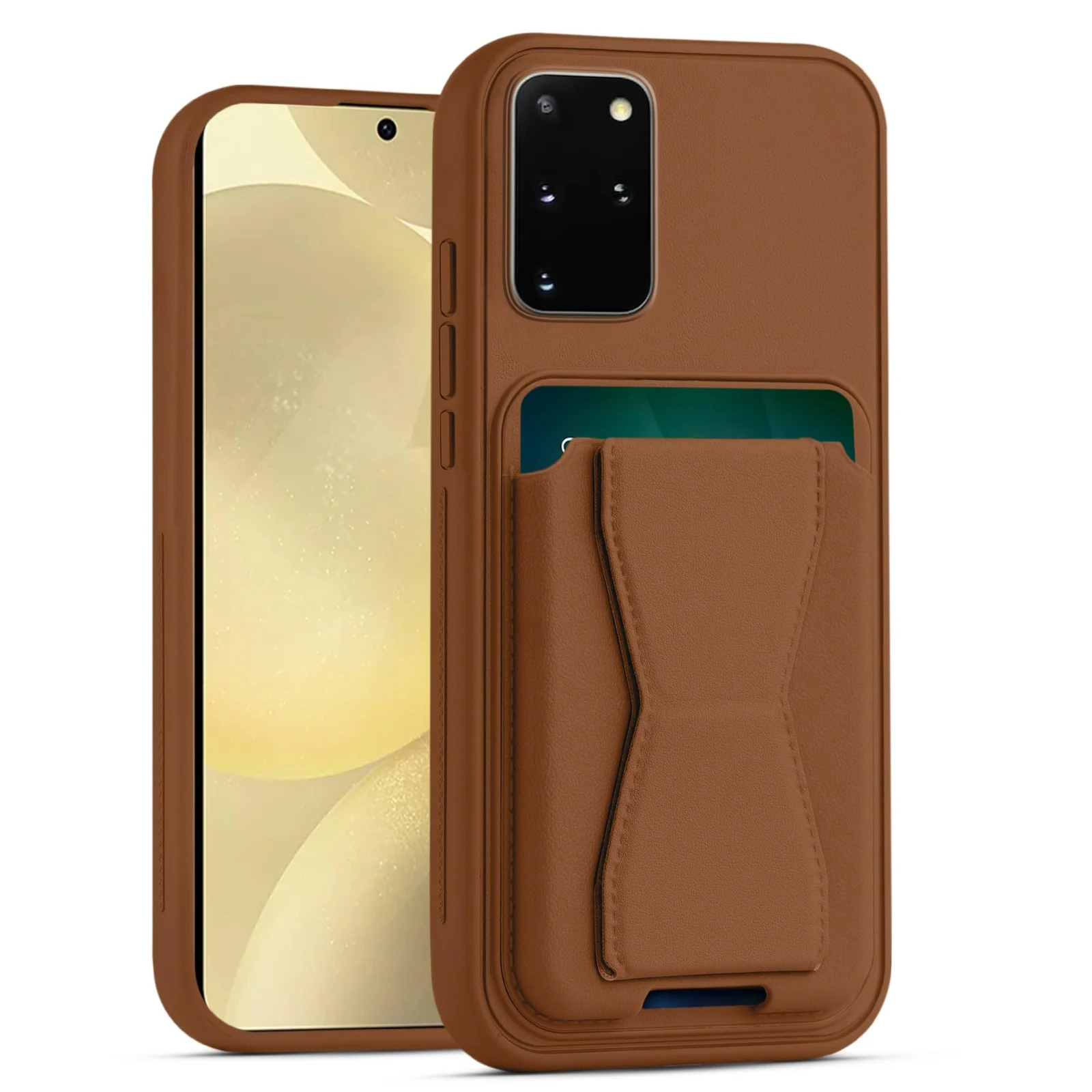 DL3 Mobilak Leather Wallet Case with Card Holder and Stand for Samsung Galaxy S20+ Plus - Brown