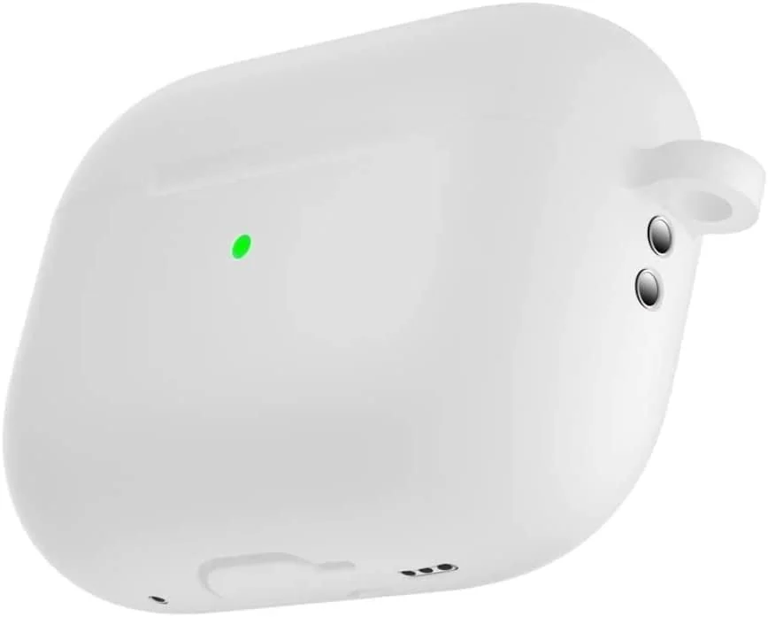 DL3 Mobilak Compatible with AirPods Pro 2nd Generation Case Cover, Protective Silicone Skin Accessories with Keychain for Women Men for Apple AirPods Pro Gen 2 (2022), Front LED Visible - White
