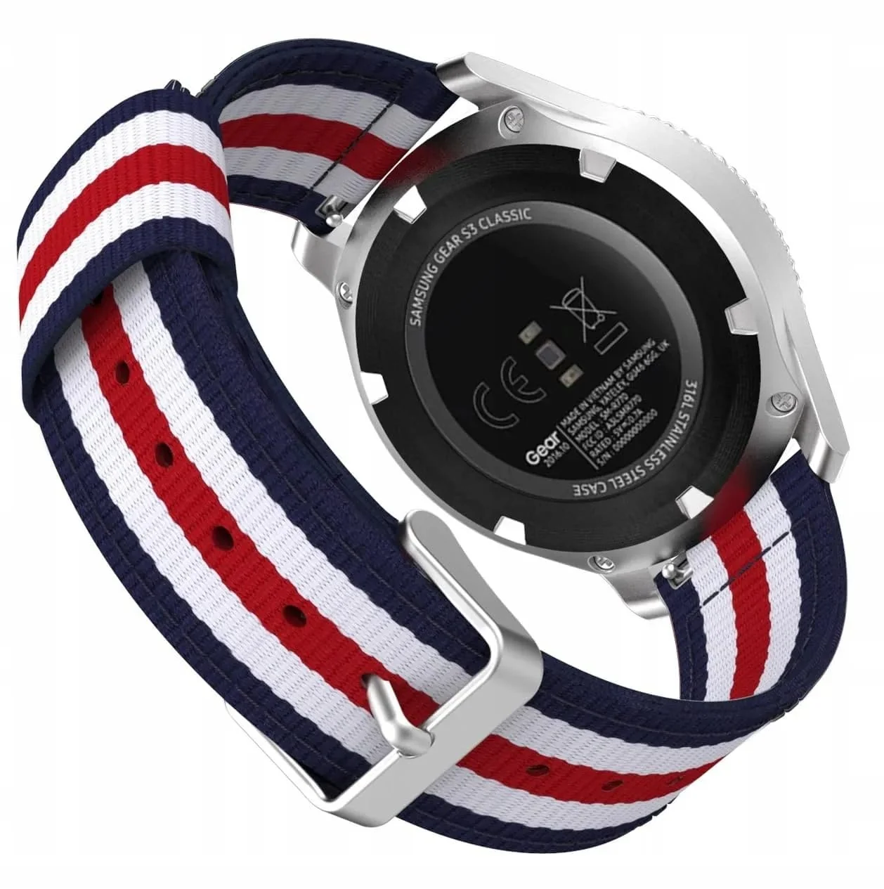 DL3 Mobilak Nylon Canvas Band 20MM Strap For Samsung Gear Sport/Watch 4/Watch 5/Watch 5 Pro/S2 classic/active 2 40mm 44mm/Amazfit GTS 3/4/4 Mini/Bip 3/Pro/GTS 2 mini/GTS 2e/Bip U - Blue Red