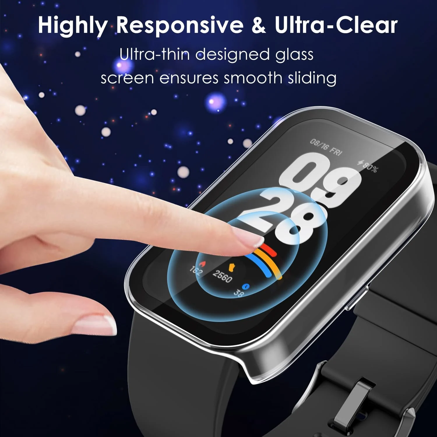 DL3 MOBILAK Full-Coverage Watch Case with Tempered Glass for Xiaomi Smart Band 9 Active, Clear