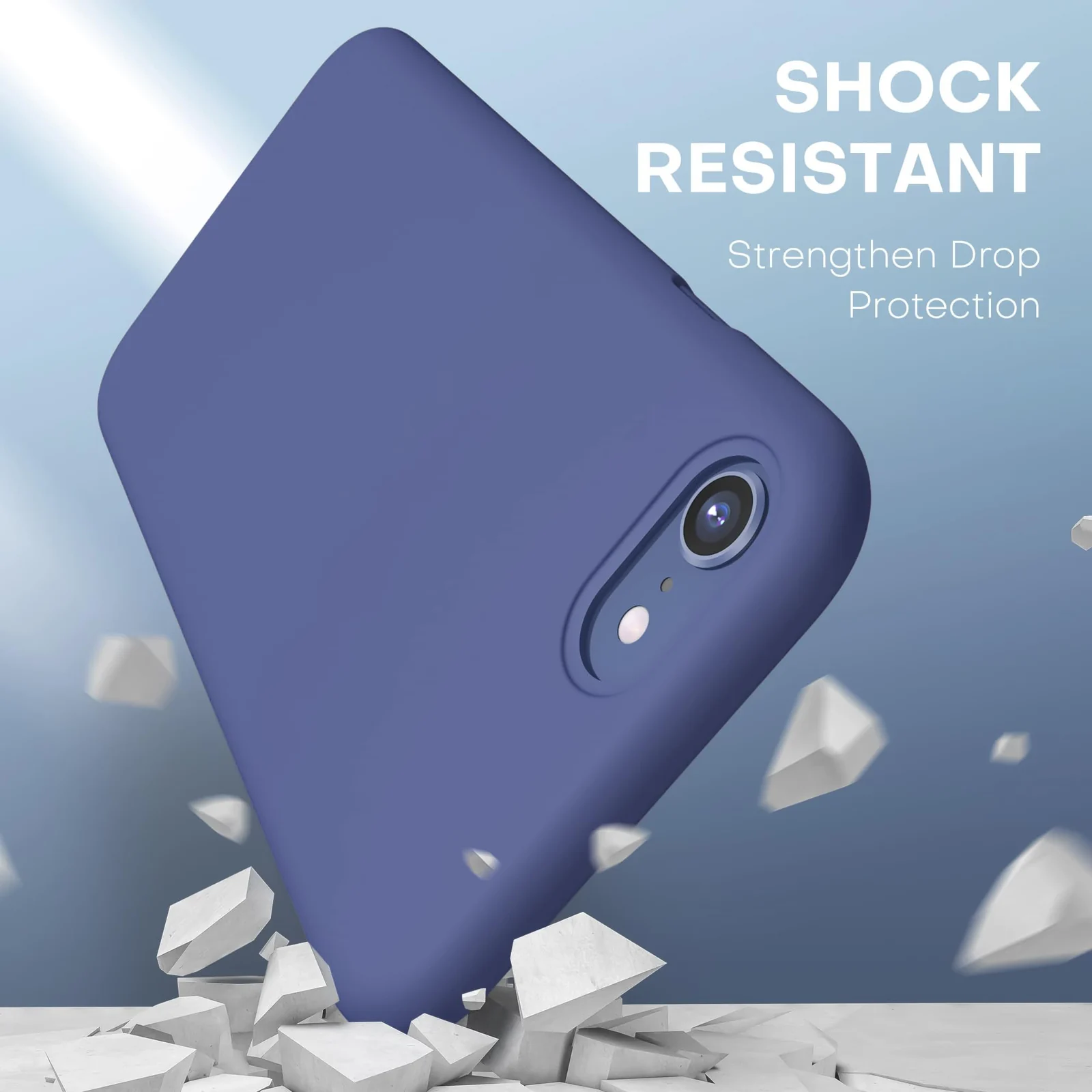 DL3 Mobilak Liquid Silicone Protective Case for iPhone SE 2022, SE 2020, iPhone 7, iPhone 8 with Camera Protection and Microfiber Lining - Lavender Blue