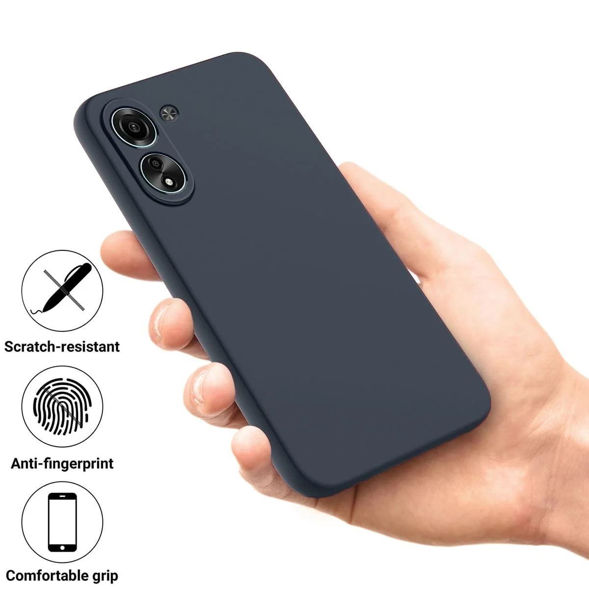 DL3 Mobilak Silicone Protective Case for Xiaomi Redmi 13C, Shock-absorbing protection, Scratch-resistant surface, Soft microfiber lining - MidNight Blue