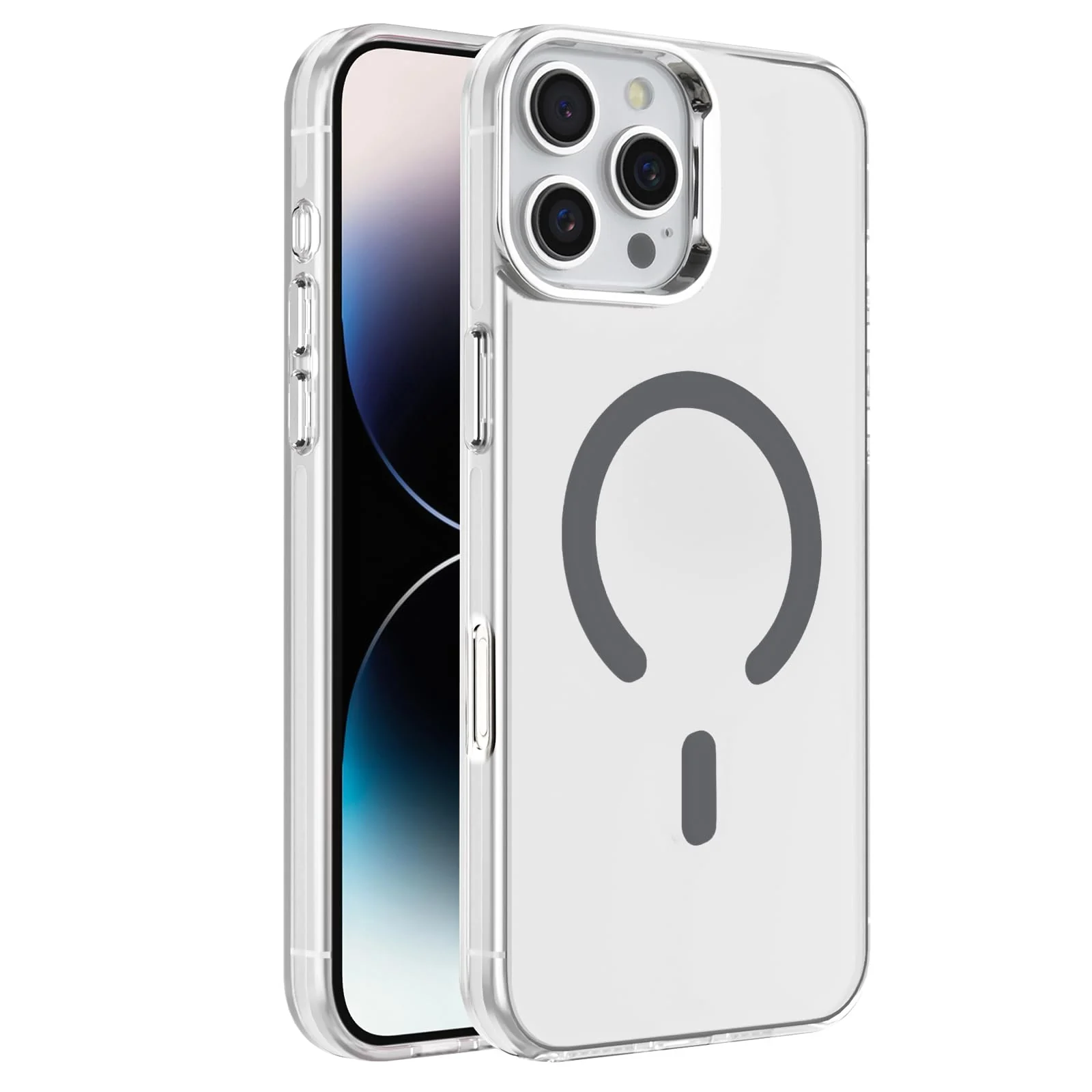 DL3 Mobilak Case for iPhone 16 Pro Max Crystal Clear [Not Compatible with MagSafe] Soft TPU Gel Case Flexible Silicone Anti-Scratch Transparent TPU Cover - Gray