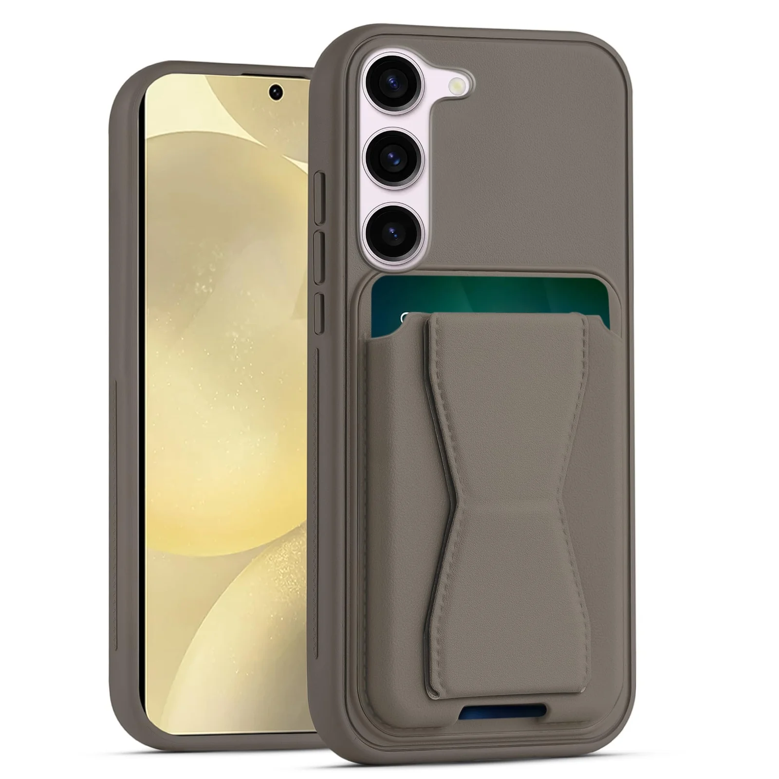 DL3 Mobilak Leather Wallet Case for Samsung Galaxy S23 5G, Camera protection, Shock-absorbing protection, Built-in kickstand - Titanium