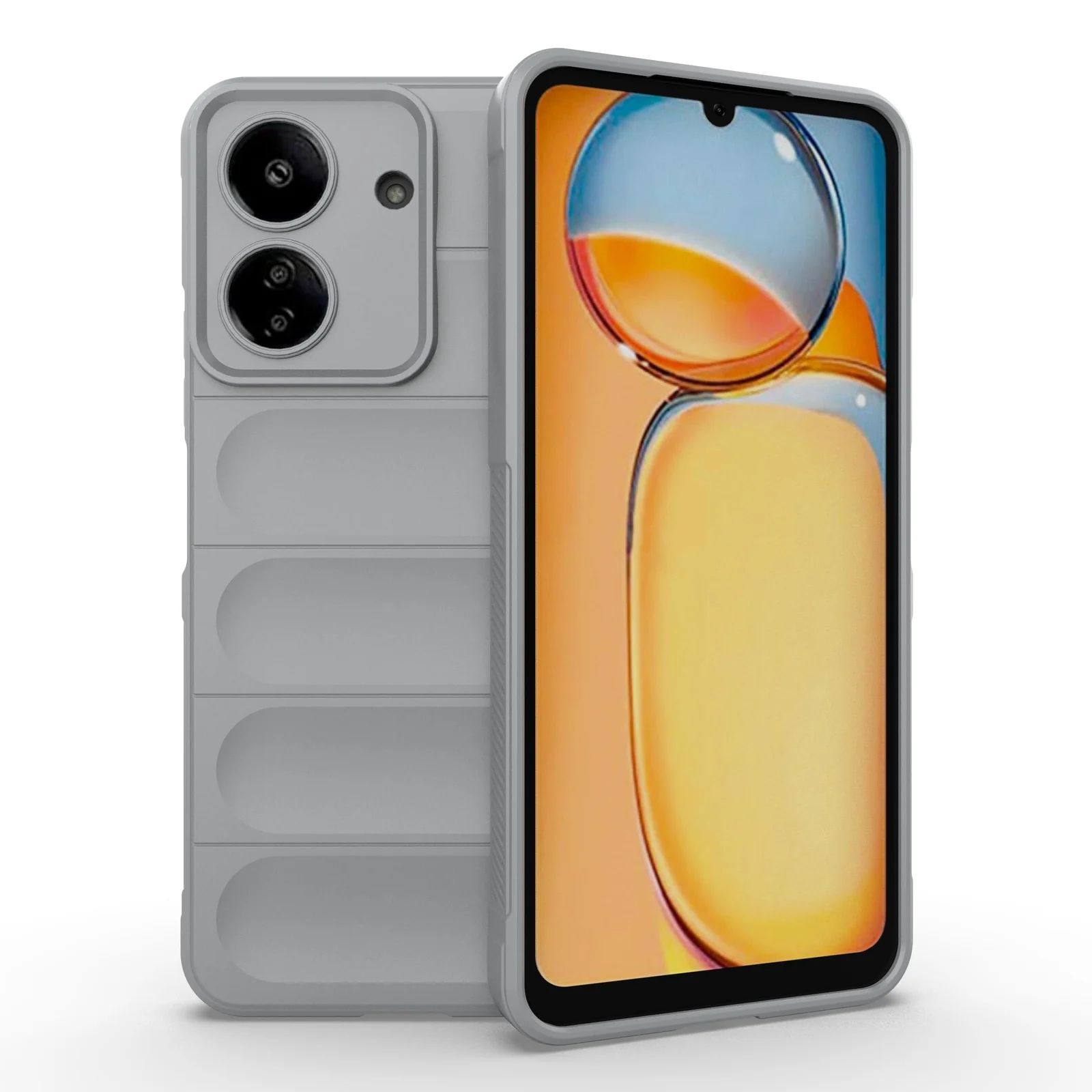 DL3 Mobilak Silicone Case for Xiaomi Redmi 13C 4G Heavy Duty Protective [Slim Fit] Shockproof Soft Flexible Protective Design Shock-Absorption TPU Cover With Camera Protection - Gray