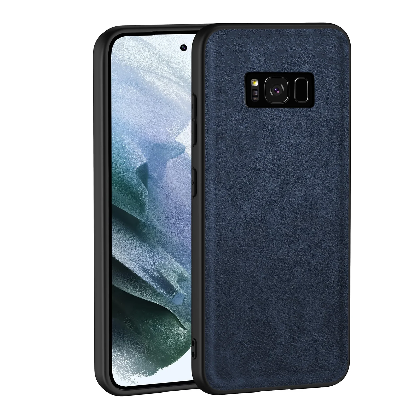 Dl3 Mobilak Case for Samsung Galaxy S8 Plus Leather Case,Anti-Drop, Anti-Shock, Non-Slip Texture,Simple Cell Phong Cover (Blue)