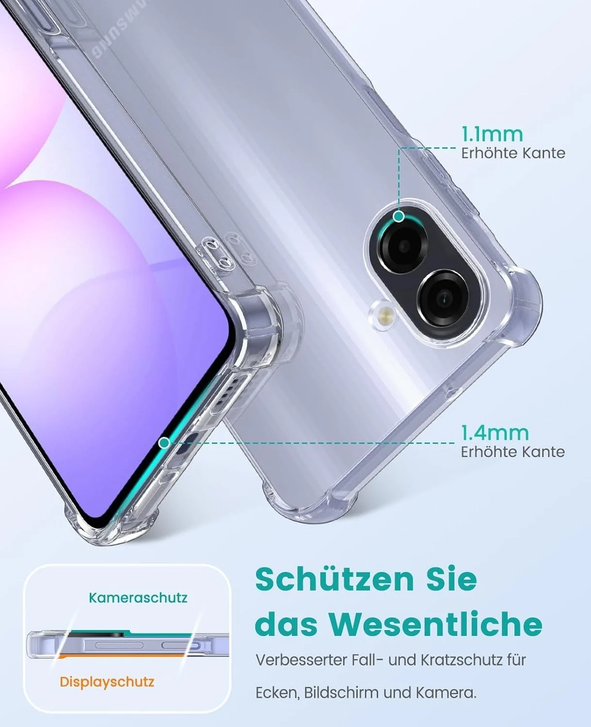 DL3 MOBILAK Case Compatible with Samsung Galaxy A07, Cover SiliconeTransparent TPU Gorilla Anti-shock Protector Camera Shockproof Corners - Clear