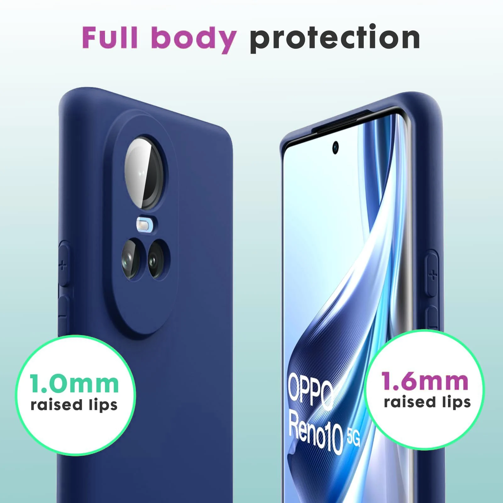 DL3 Mobilak Liquid Silicone Case for OPPO Reno 10, Shock-absorbing protection, Scratch-resistant surface, Soft microfiber lining - Blue 1