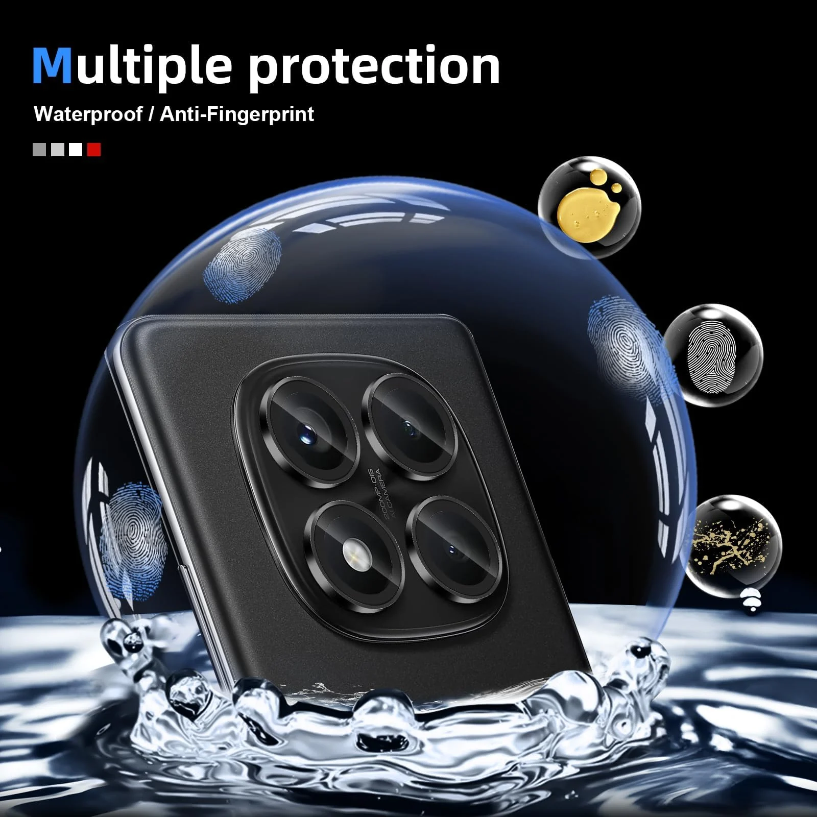 DL3 Mobilak Camera Lens Protector for Xiaomi Redmi Note 14 Pro 4G Accessories, 9H Tempered Glass Metal Individual Ring Camera Cover Screen Protector, Case Friendly, Anti Scratch - Black