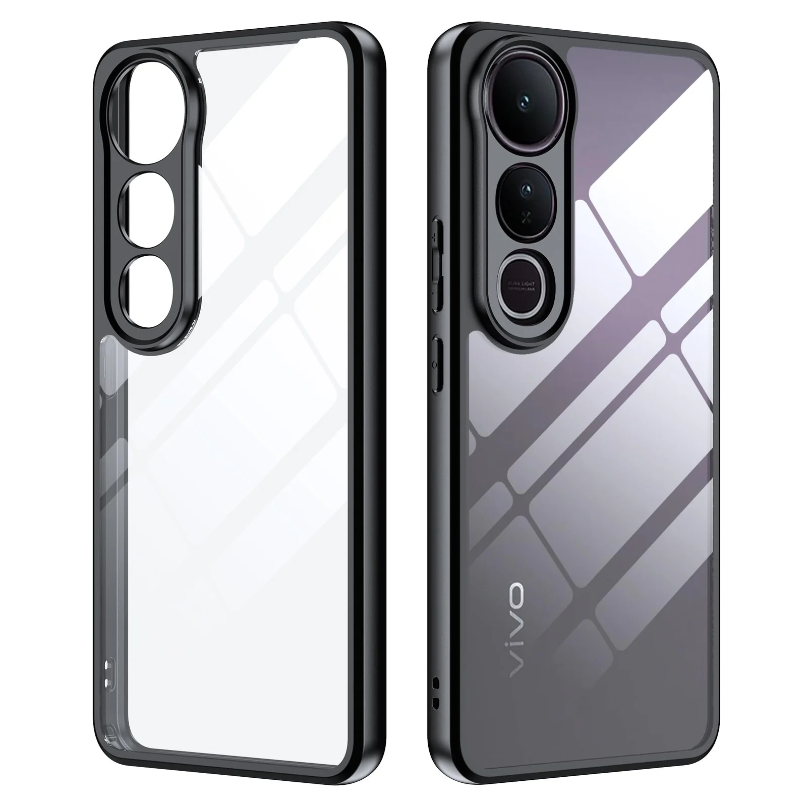 DL3 Mobilak Clear PC and TPU Protective Case for vivo V50 lite 4G / vivo V50 lite 5G with Camera Protection and Military-Grade Protection - Black