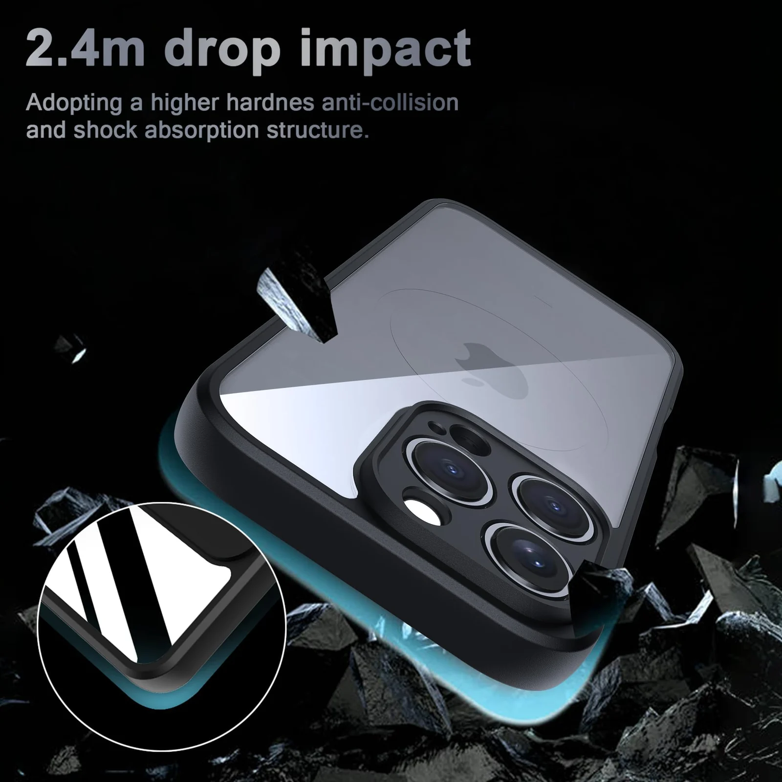 DL3 Mobilak TPU Protective Case for iPhone 13 6.1-Inch, Shock-absorbing protection, Scratch-resistant surface, Raised edges around the screen and camera - Lens Black