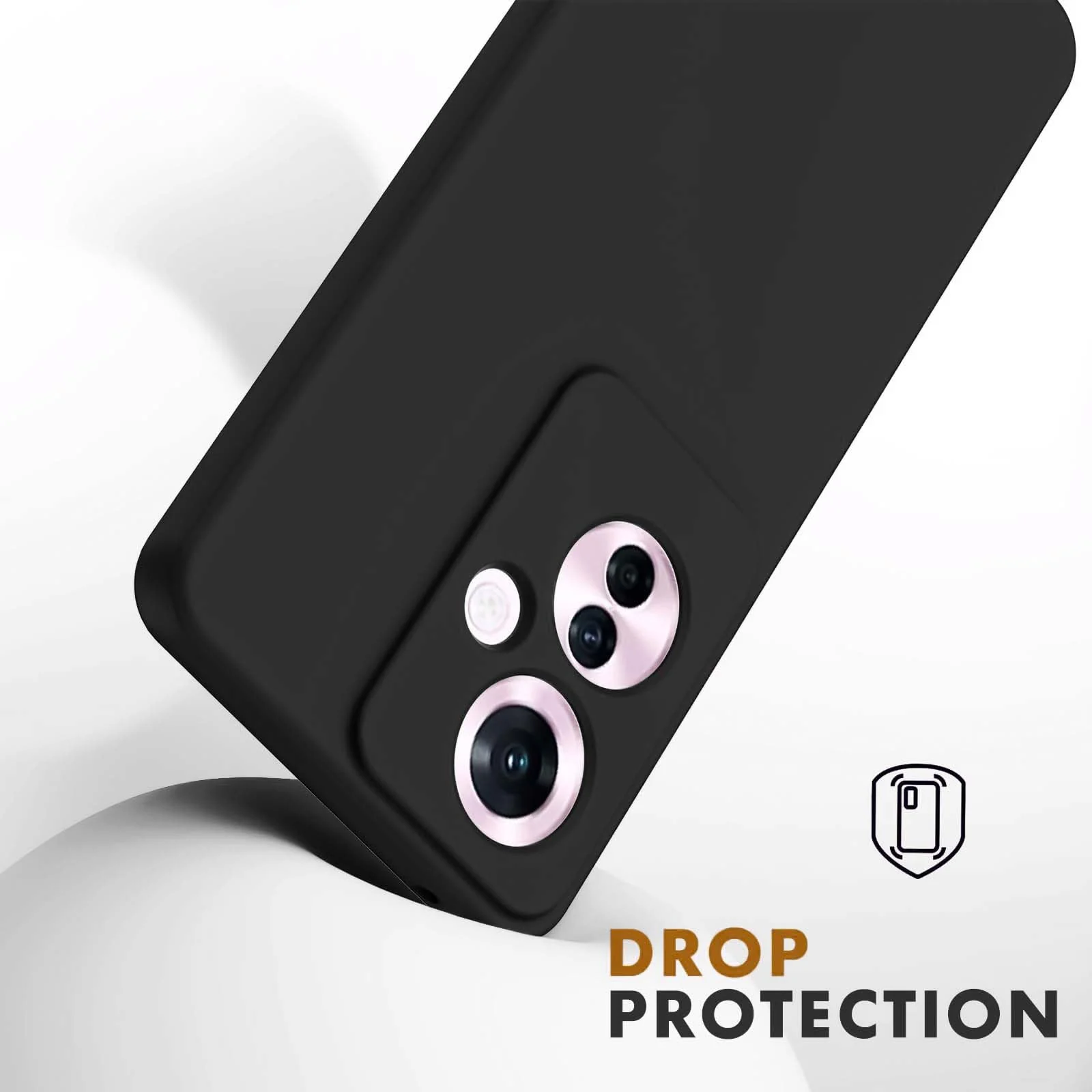DL3 Mobilak Liquid Silicone Case for OPPO Reno11 F 5G, Not compatible with MagSafe, Supports wireless charging, Camera protection - Black