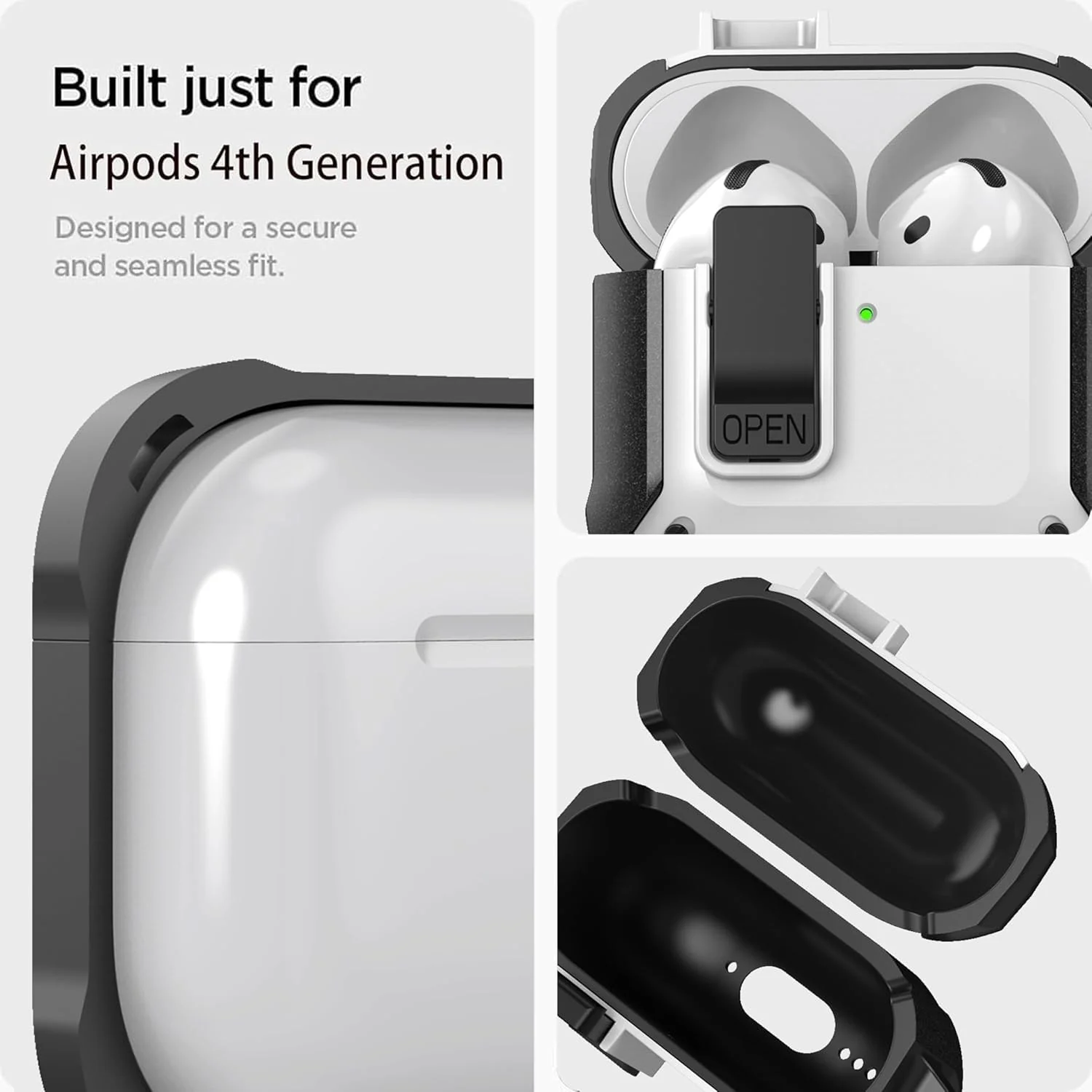 DL3 Mobilak Case for AirPods Pro 3 (2025) Cover with Lock, Compatible with AirPods Pro 3nd Generation/3st Generation Case (2025), Shockproof Cover for AirPods Pro 3 Case Men Women - Black White
