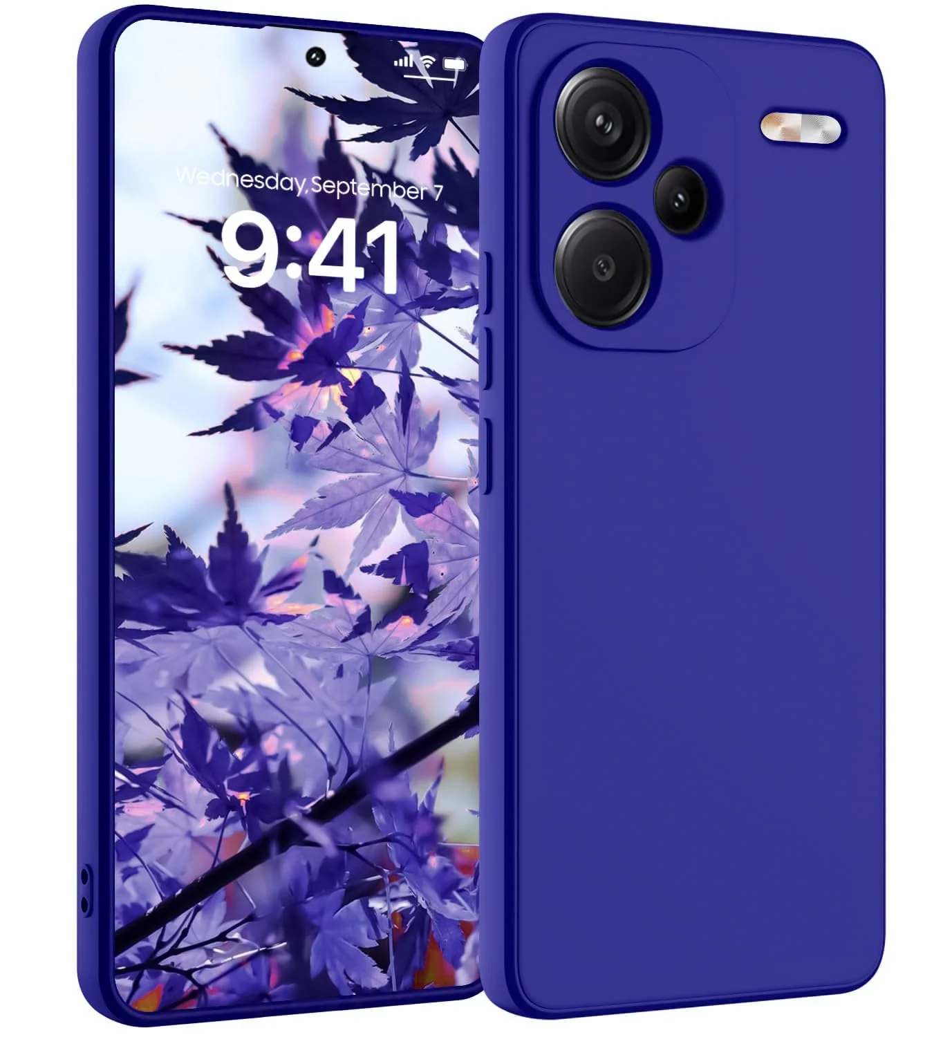 DL3 Mobilak Liquid Silicone Protective Case for Xiaomi Redmi Note 13 Pro+ Plus 5G with Microfiber Lining and Shockproof Design - Pepsi